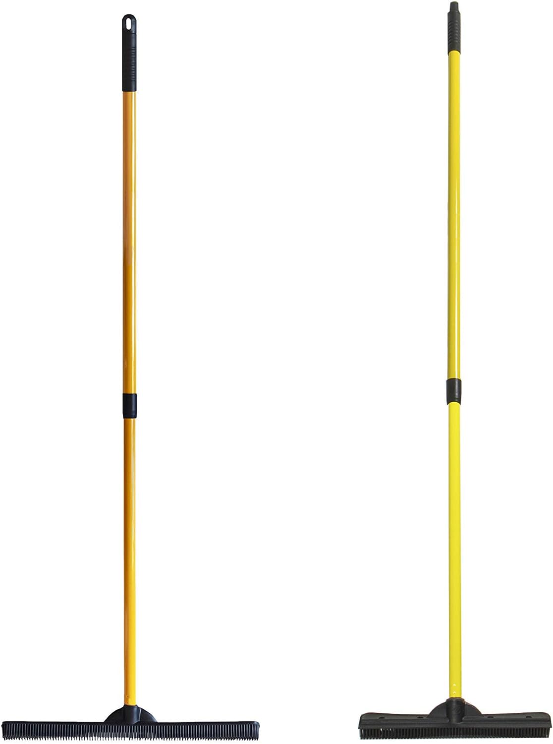 FURemover Original Indoor Pet Hair Rubber Broom with Carpet Rake and Squeegee, Black and Yellow