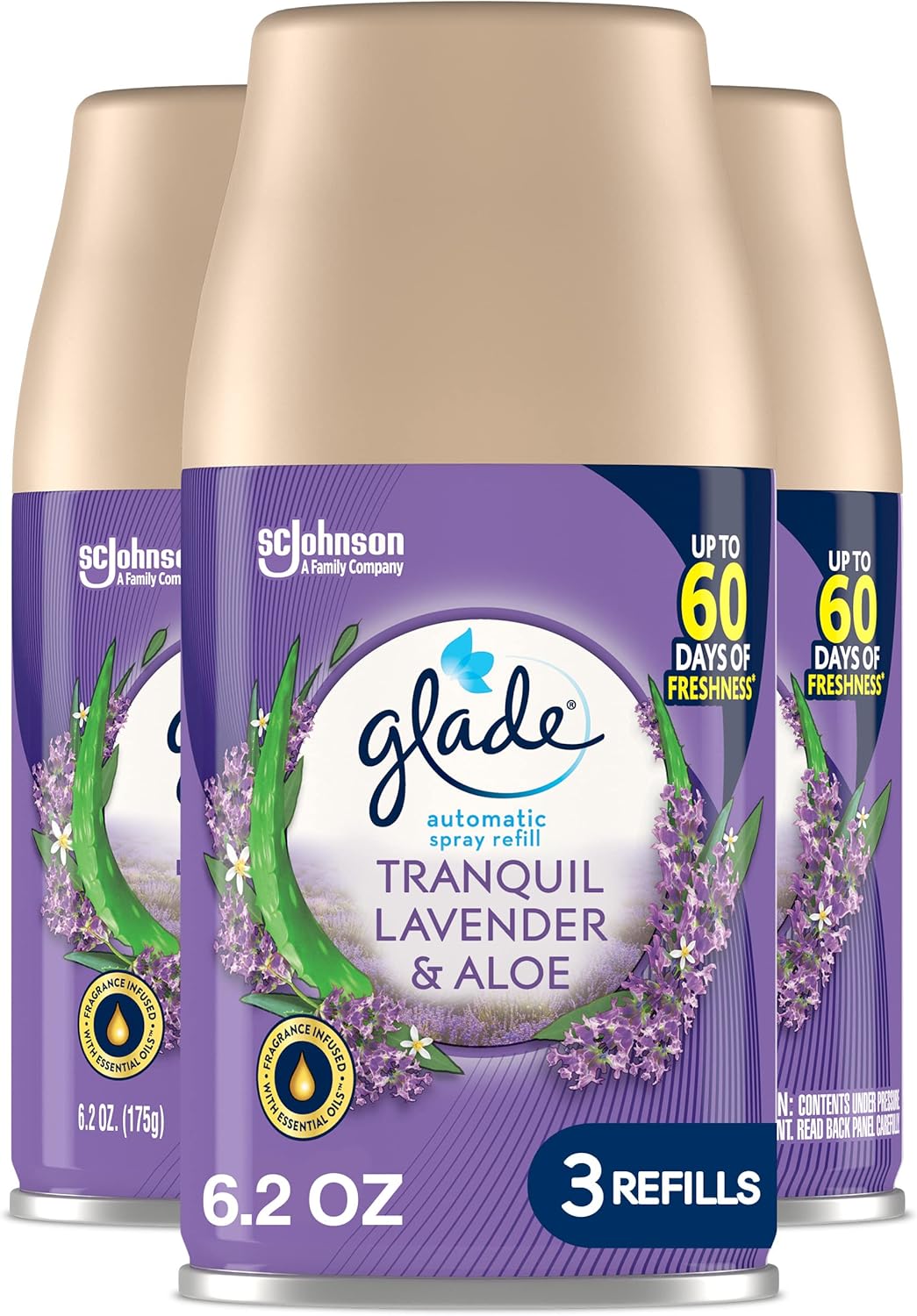 Glade Automatic Spray Air Freshener Refill, Scented Air Freshener for Home and Bathroom, Clean Linen, 6.2 Oz, 3 Count