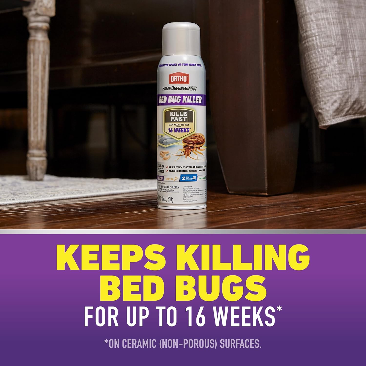 Ortho Home Defense Max Bed Bug, Flea and Tick Killer - With Ready-to-Use Comfort Wand, Kills Bed Bugs and Bed Bug Eggs, Bed Bug Spray Also Kills Fleas and Ticks, 1 gal.
