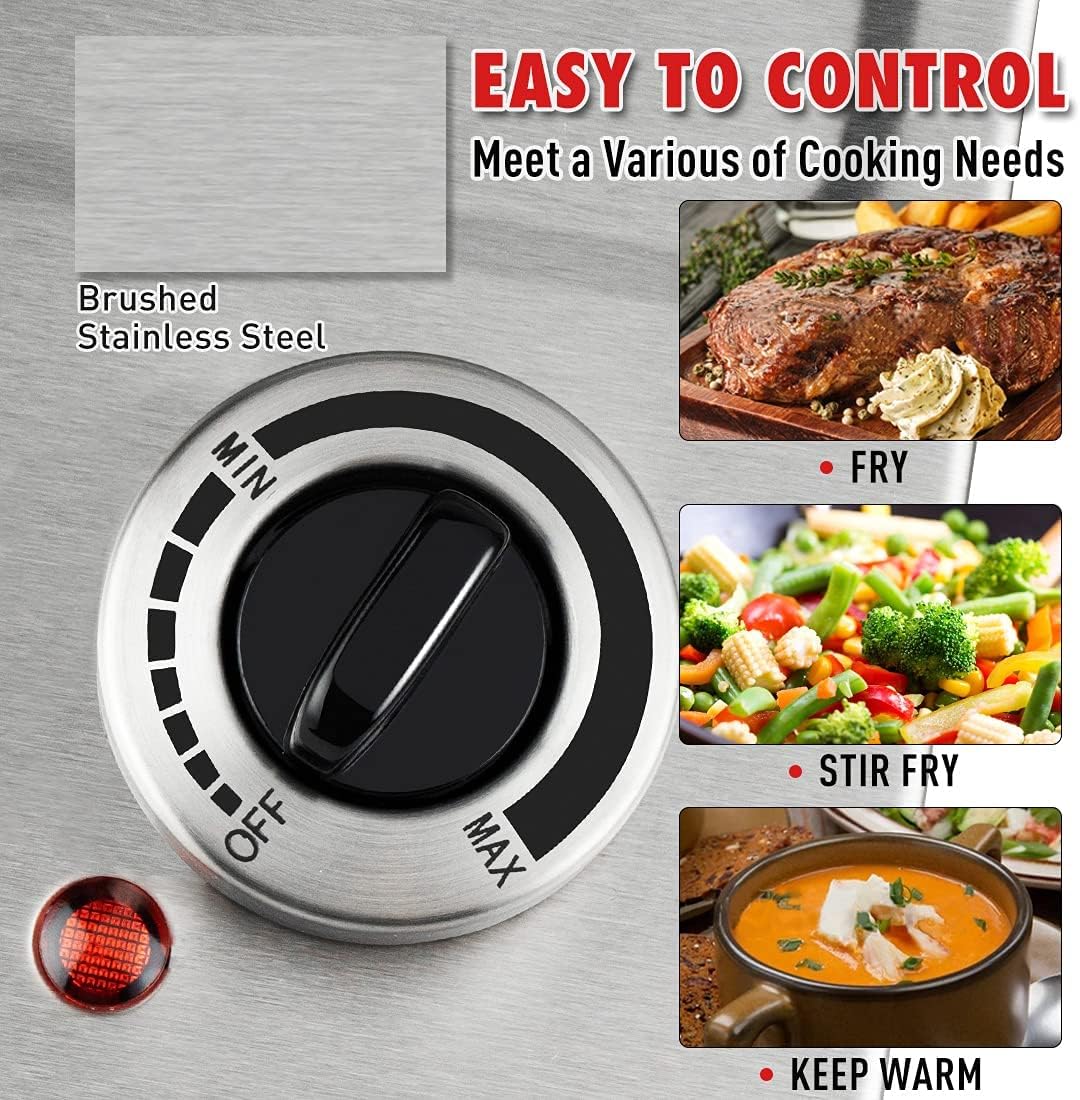 CUSIMAX 1800W Ceramic Electric Hot Plate for Cooking, Dual Control Infrared Cooktop, Double Burner, Portable Countertop Burner, Glass Plate Electric Cooktop, Silver, Stainless Steel-Upgraded Version