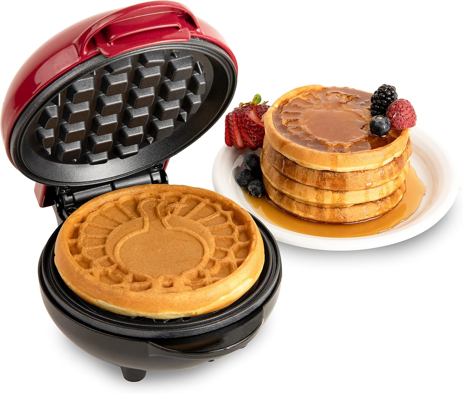 Nostalgia MyMini Cars and Trucks Shape Electric Waffle Maker, 5-Inch Non-Stick Griddle for Waffles, Hash Browns, Eggs, and More, Yellow