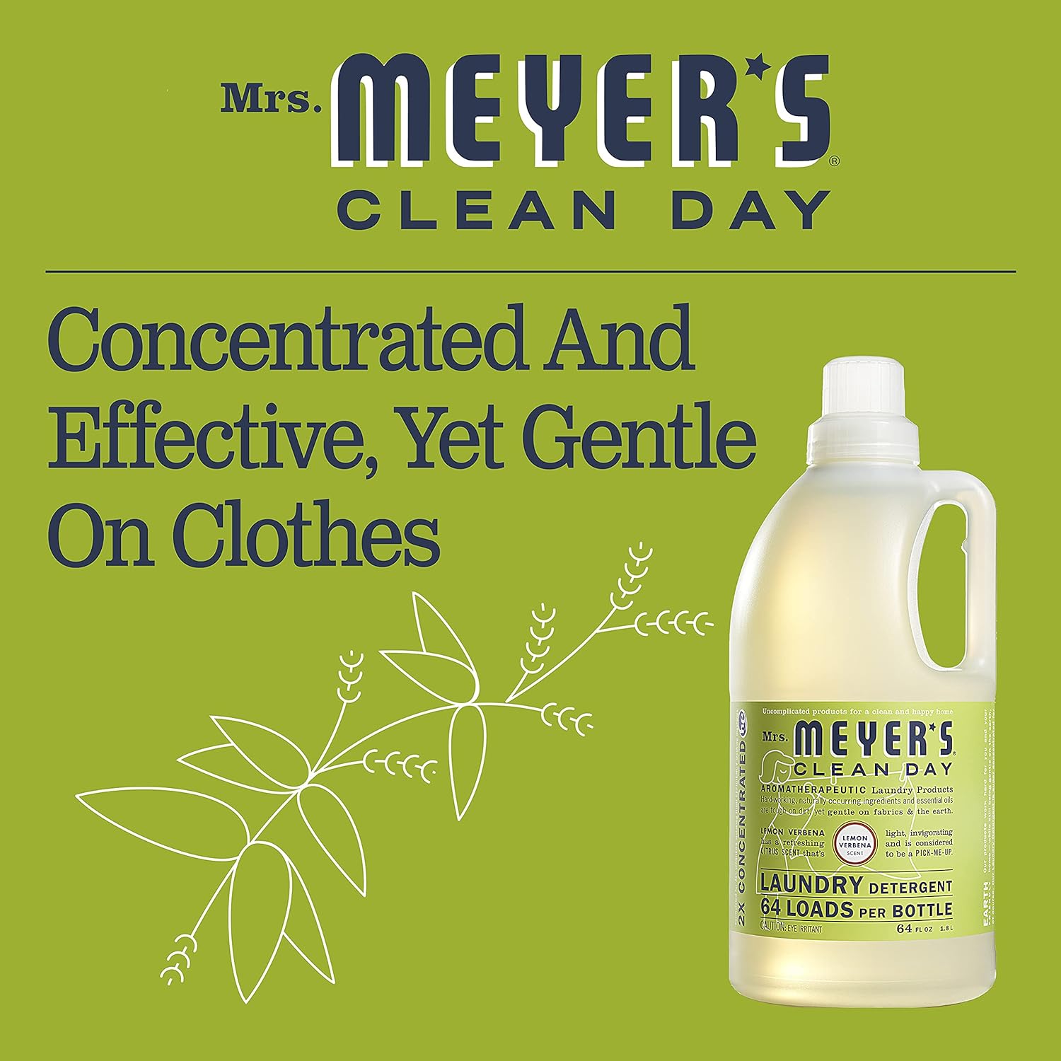 MRS. MEYER'S CLEAN DAY Liquid Laundry Detergent, Biodegradable Formula Infused with Essential Oils, Lavender, 64 oz (64 Loads)