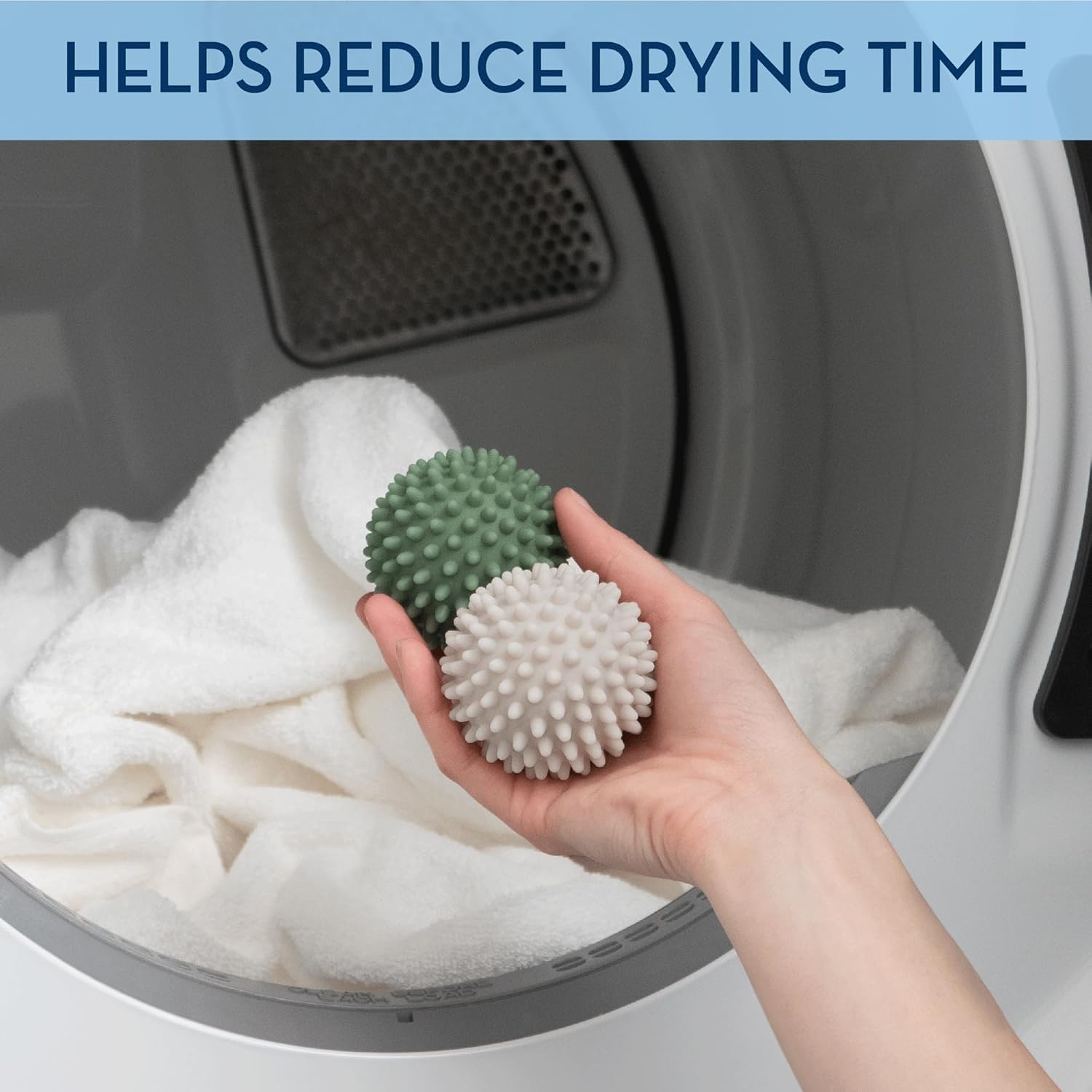 S&T INC. Reusable Dryer Balls, Fabric Softener for Laundry, Blue, 2.5 in, 6 Pack