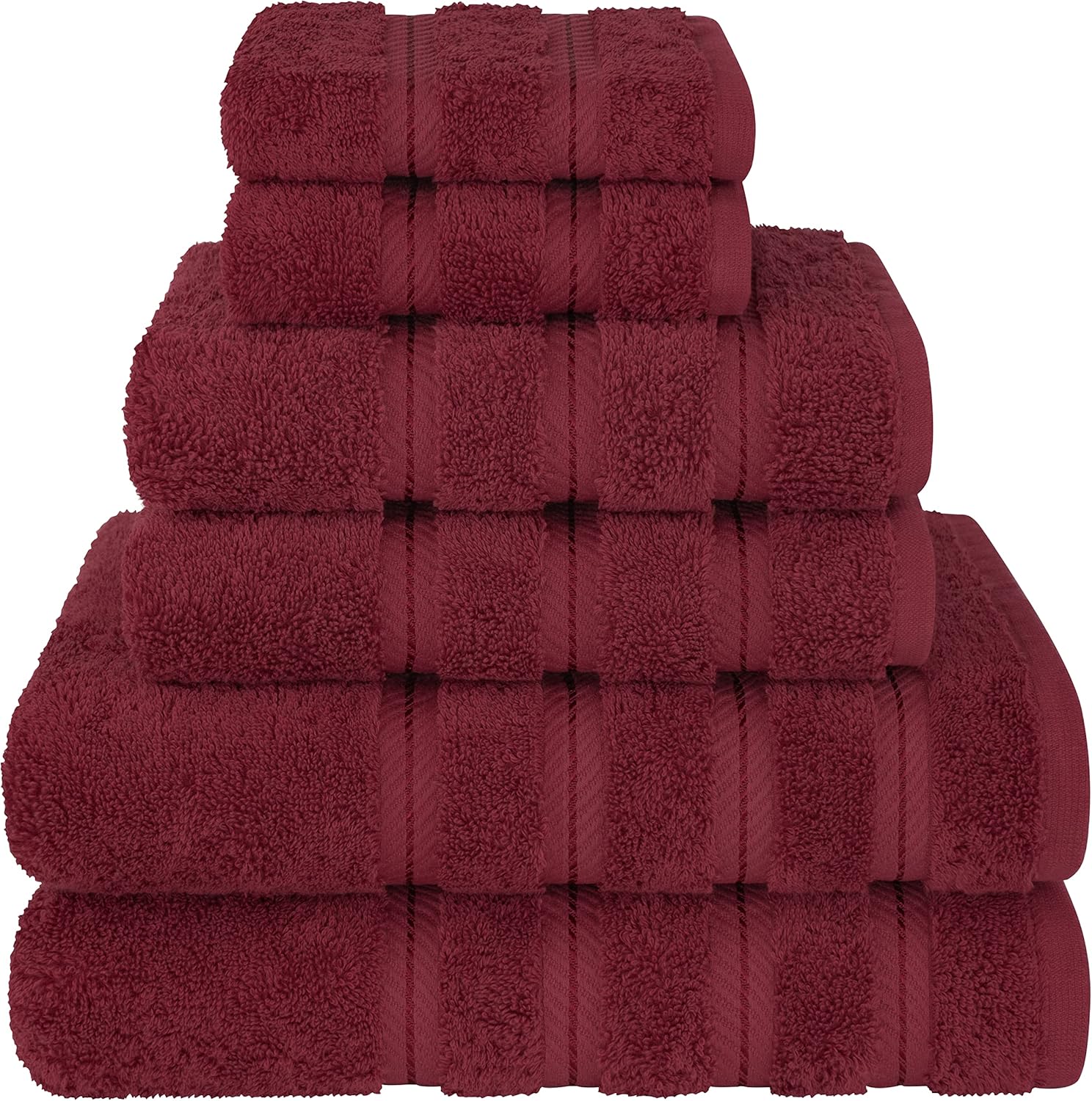 American Soft Linen Luxury 6 Piece Towel Set, 2 Bath Towels 2 Hand Towels 2 Washcloths, 100% Cotton Turkish Towels for Bathroom, Light Grey Towel Sets