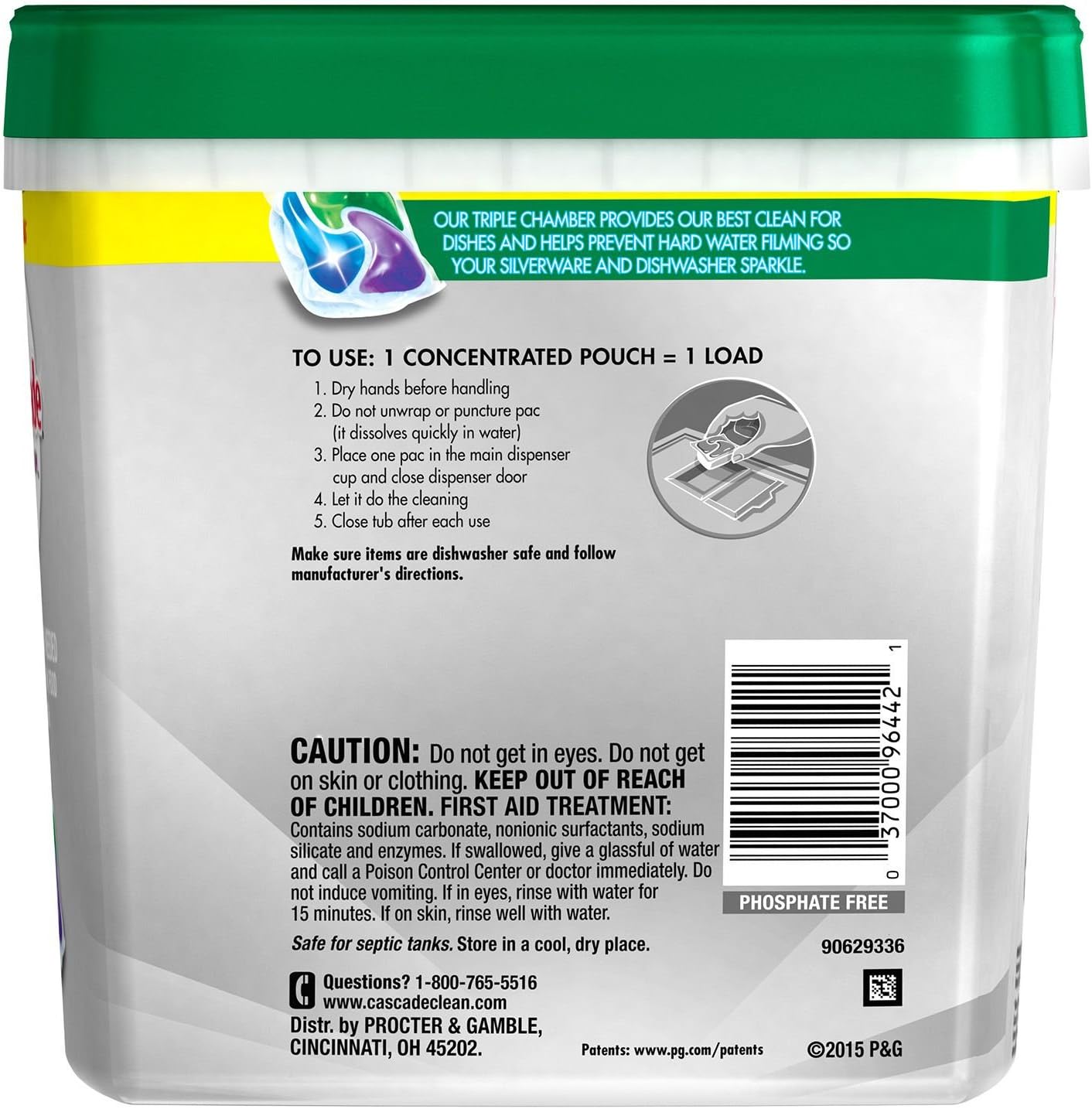 Cascade Platinum Dishwasher Pods, Detergent, Soap Pods, Actionpacs with Dishwasher Cleaner and Deodorizer Action, Fresh, 62 Count