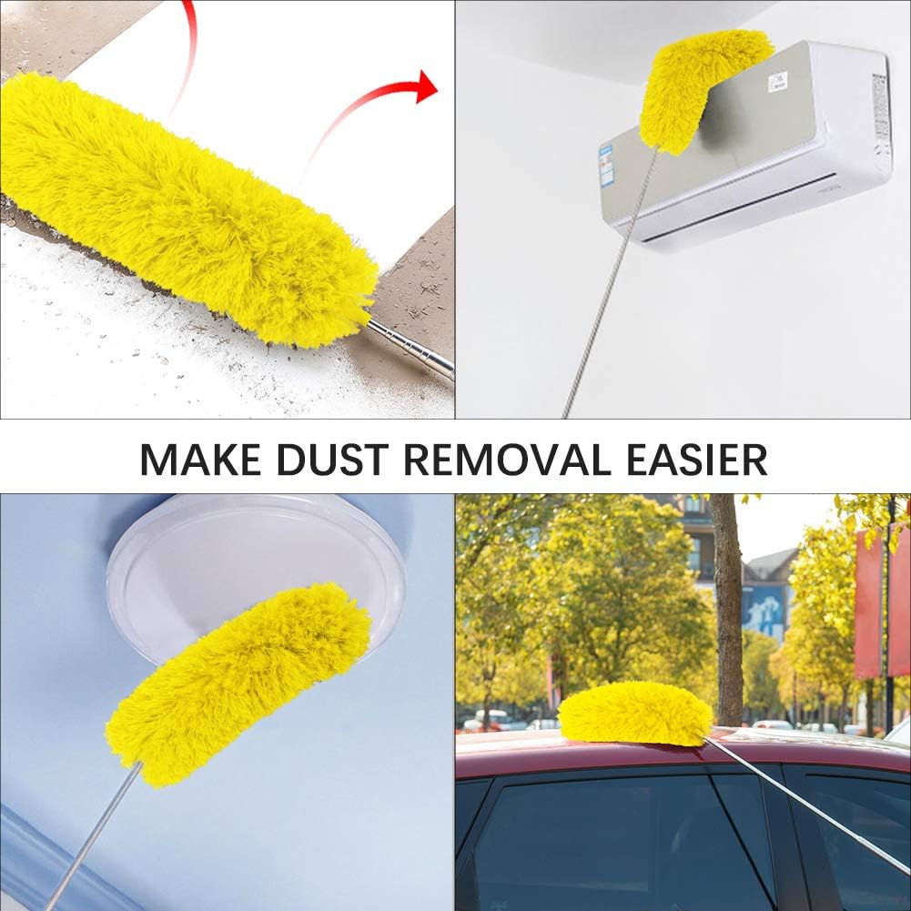 DELUX Microfiber Feather Duster Extendable Duster with 100 inches Extra Long Pole, Bendable Head & Long Handle Dusters for Cleaning Ceiling Fan, High Ceiling, Blinds, Furniture & Cars Gray