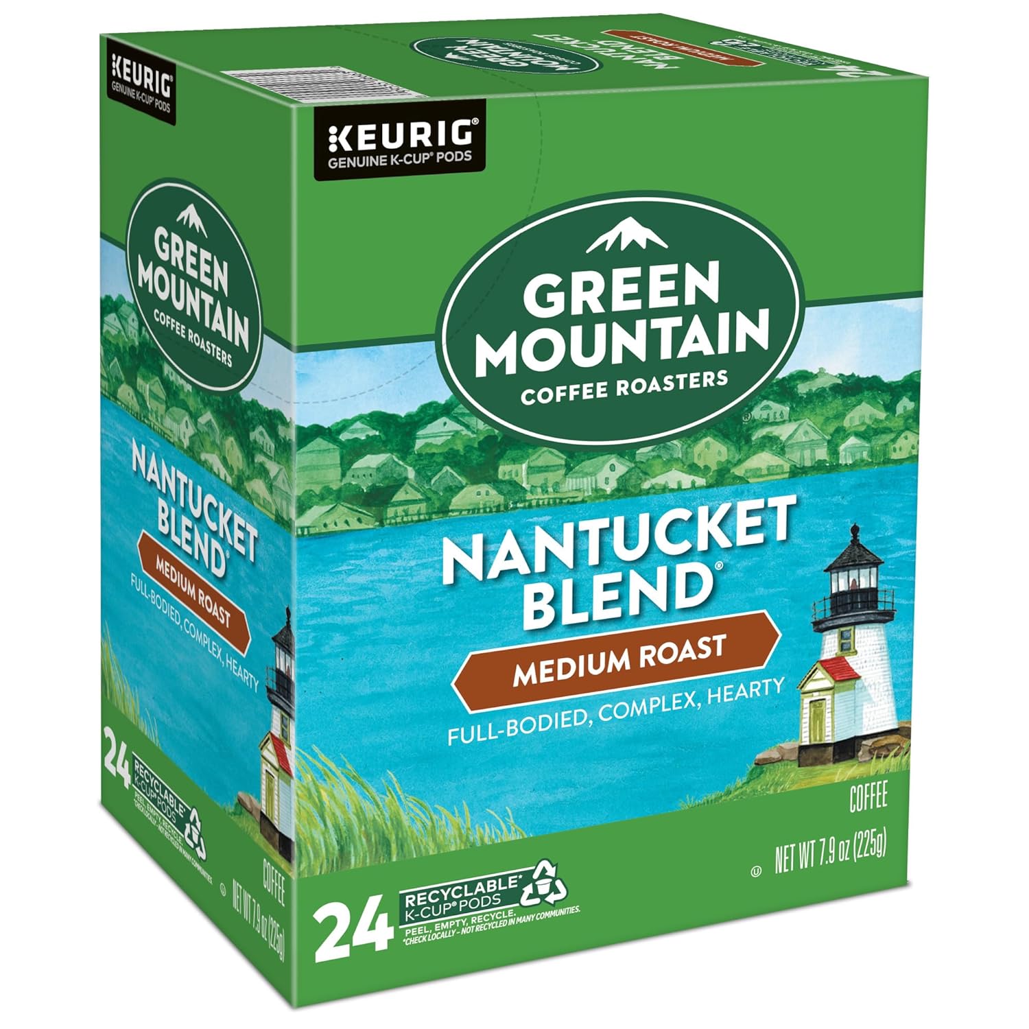 Green Mountain Coffee Roasters Half Caff Keurig Single-Serve K-Cup pods, Medium Roast Coffee, 72 Count (6 Packs of 12)
