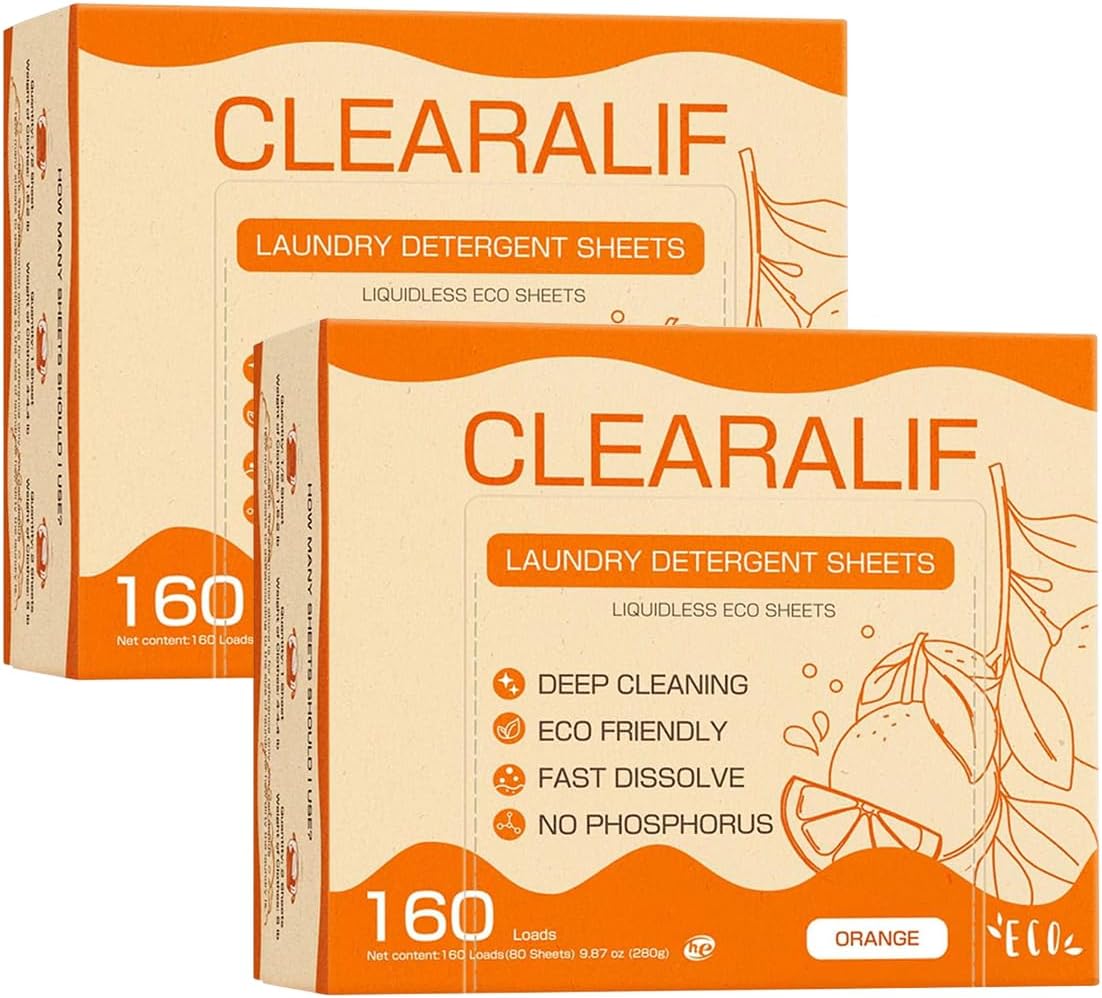 CLEARALIF Laundry Detergent Sheets Up to 160 Loads, Fresh Linen - Great For Travel,Apartments, Dorms,Laundry Detergent Strips Eco Friendly & Hypoallergenic