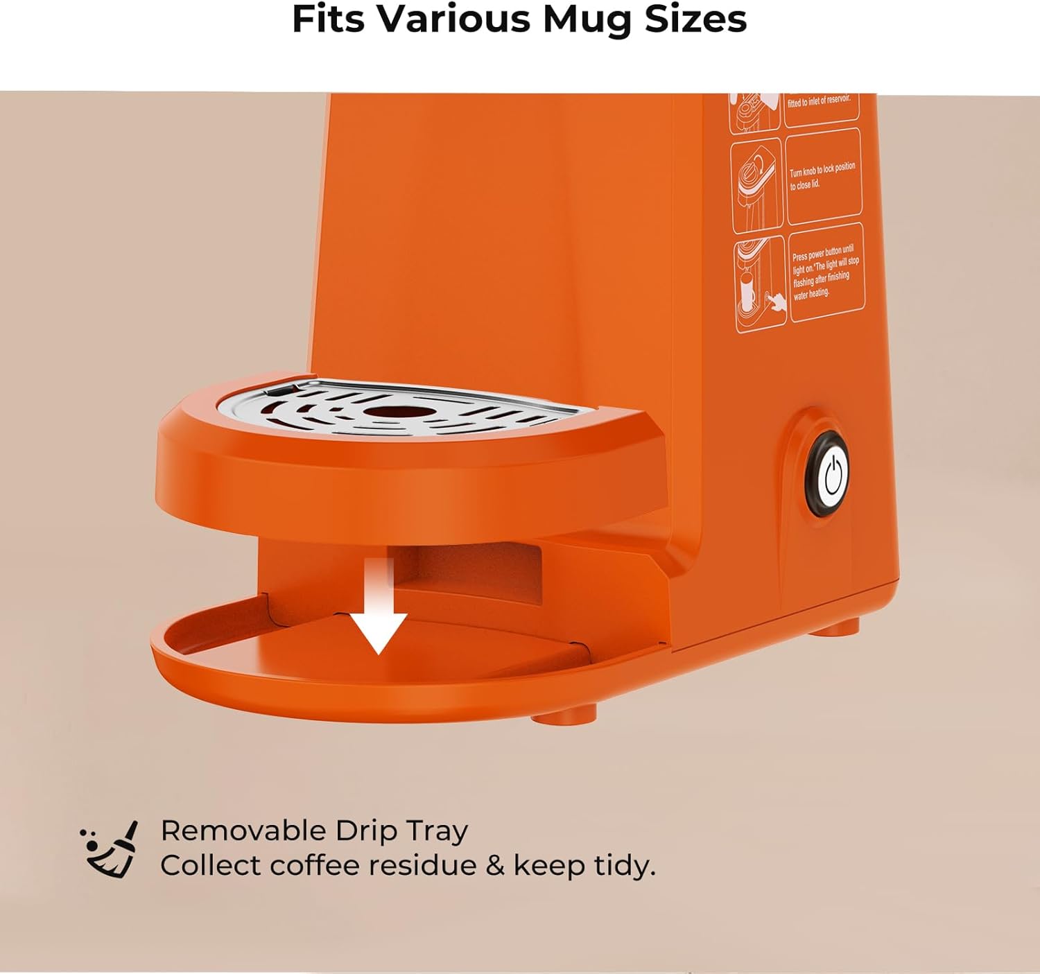 CHULUX Single Serve Coffee Maker for K Capsule and Ground Coffee, Single Cup Coffee Machine, Black