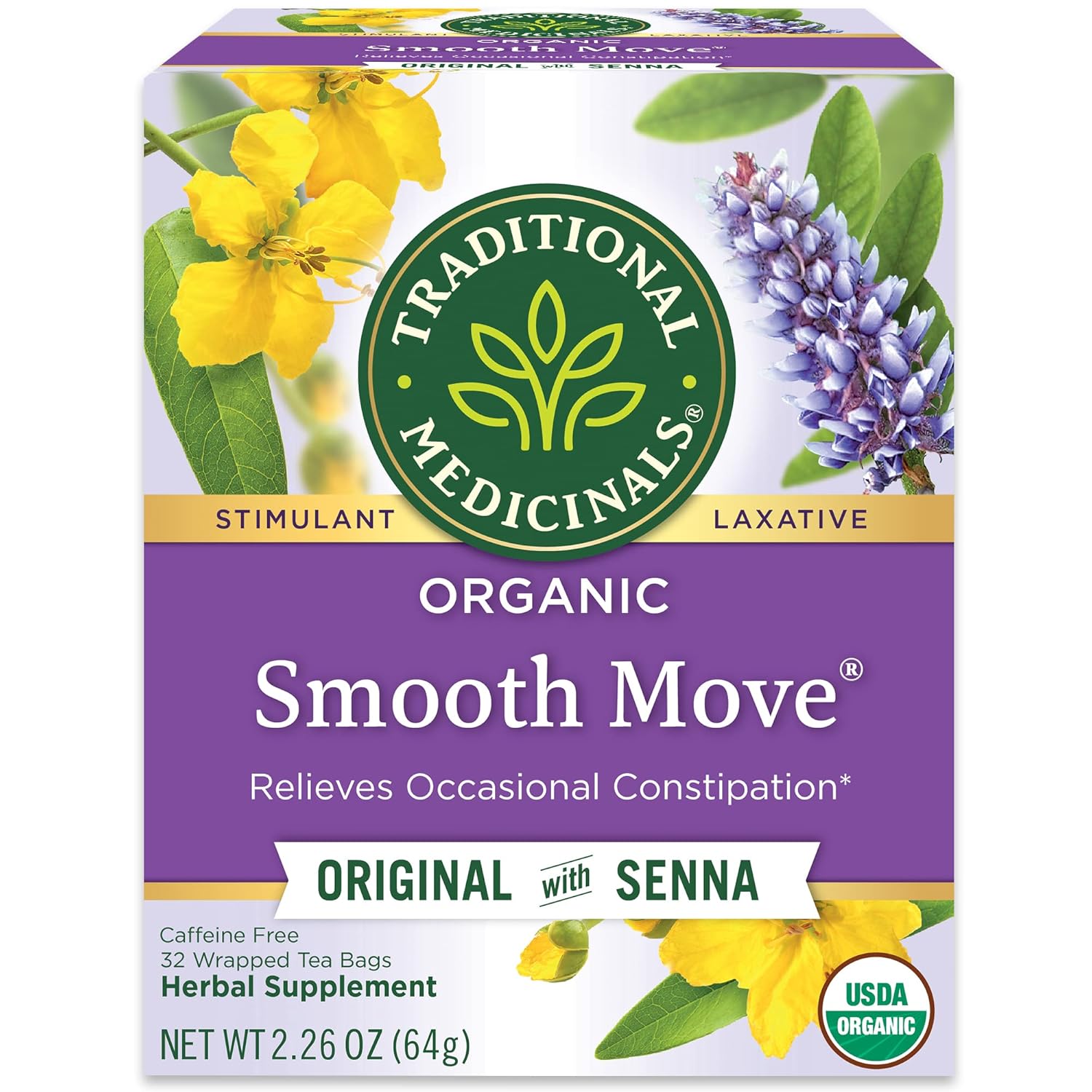 Traditional Medicinals Smooth Move, Helps Relieve Constipation Overnight, 16 Teabags