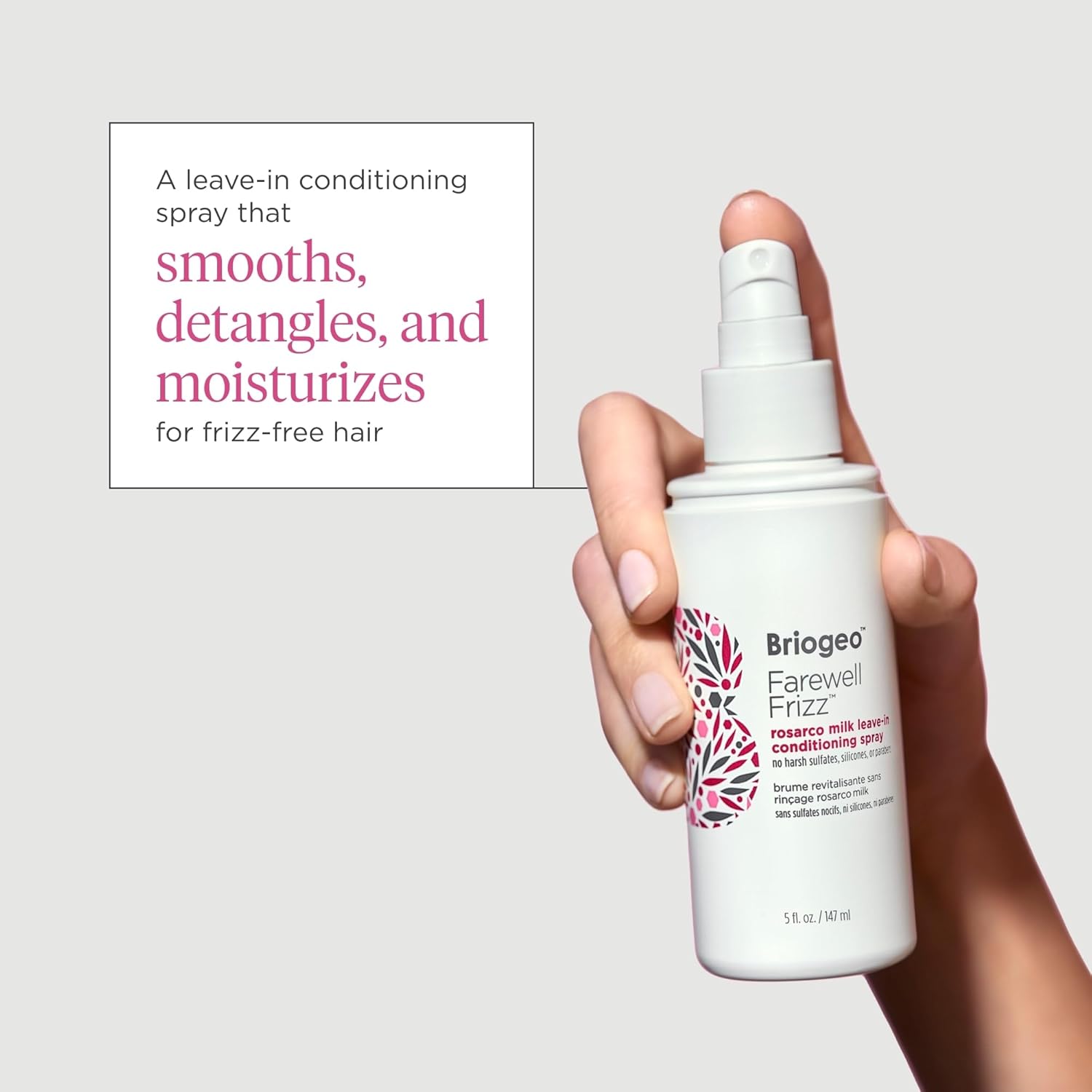 Briogeo Farewell Frizz Conditioner Spray - Anti-Frizz Treatment for Curly, Straight or Wavy Hair with Argan Oil and Detangling Benefits