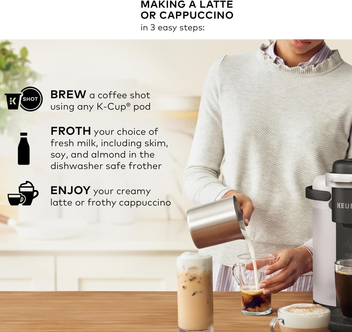 Keurig K-Cafe K-Duo Single Serve Coffee, Latte and Cappuccino Maker, 32 K-Cup Pods, Dark Charcoal