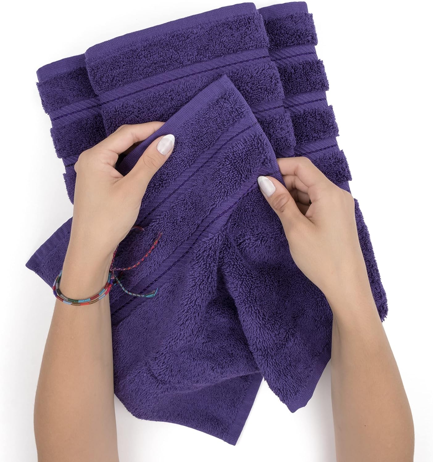 American Soft Linen Luxury 6 Piece Towel Set, 2 Bath Towels 2 Hand Towels 2 Washcloths, 100% Cotton Turkish Towels for Bathroom, Light Grey Towel Sets