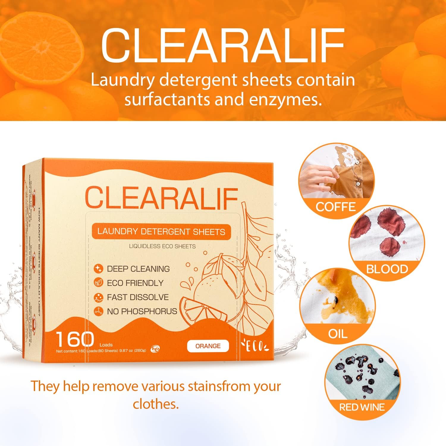 CLEARALIF Laundry Detergent Sheets Up to 160 Loads, Fresh Linen - Great For Travel,Apartments, Dorms,Laundry Detergent Strips Eco Friendly & Hypoallergenic