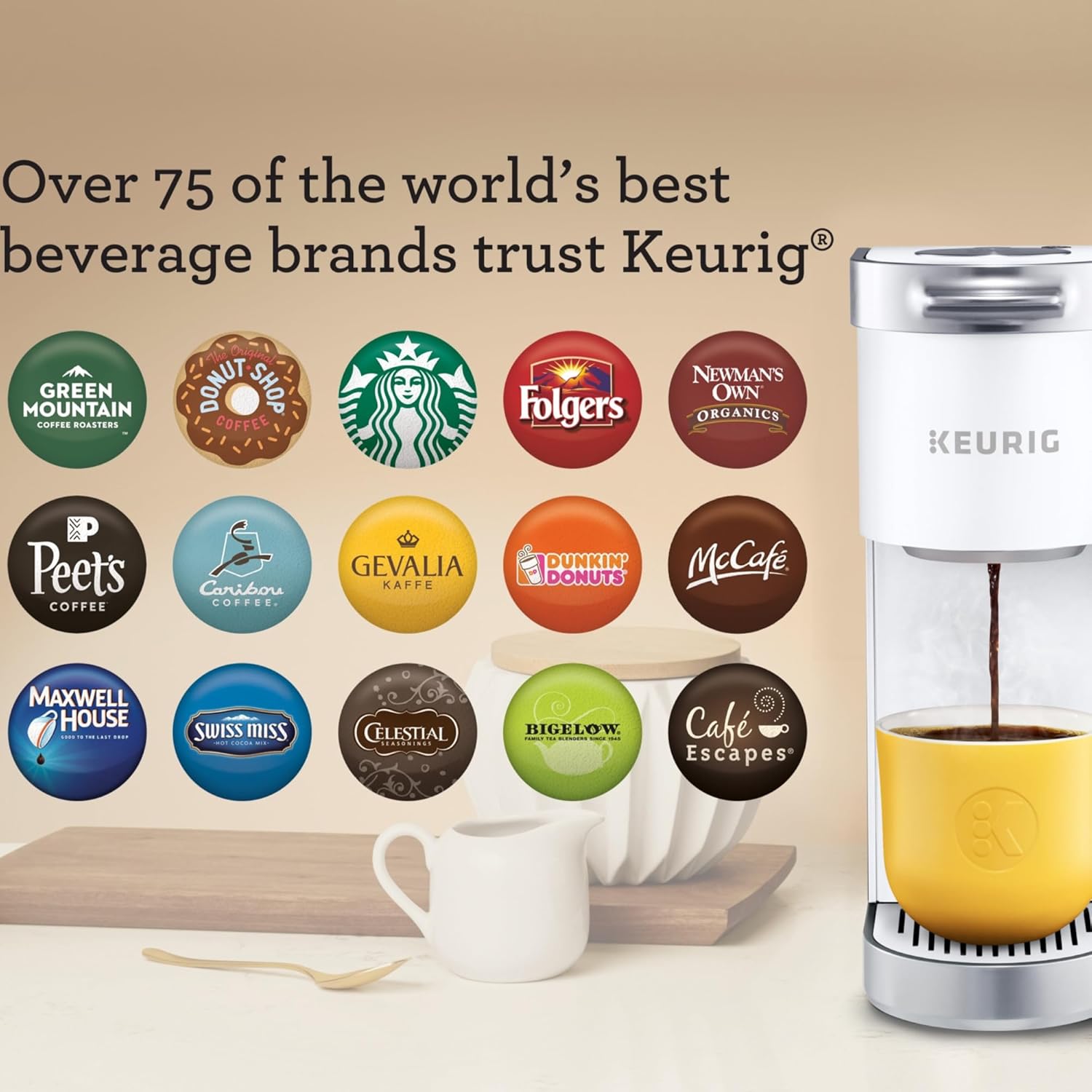 Keurig K-Mini Plus Single Serve K-Cup Pod Coffee Maker, with 6 to 12oz Brew Size, Stores up to 9 K-Cup Pods, Travel Mug Friendly, Matte Black