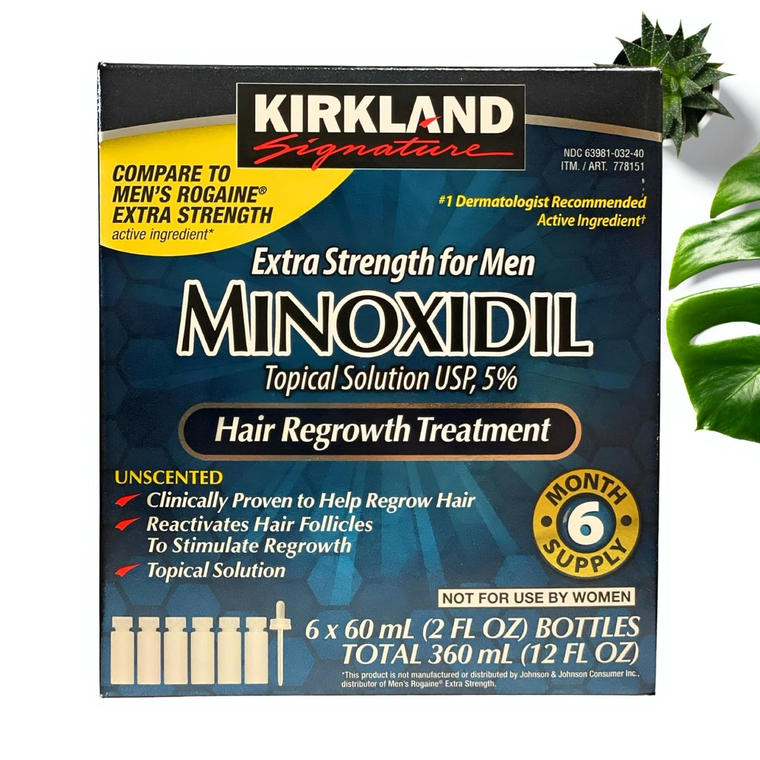 Minoxidil-5% Extra Strength Hair Regrowth for Men, 6 Month Supply