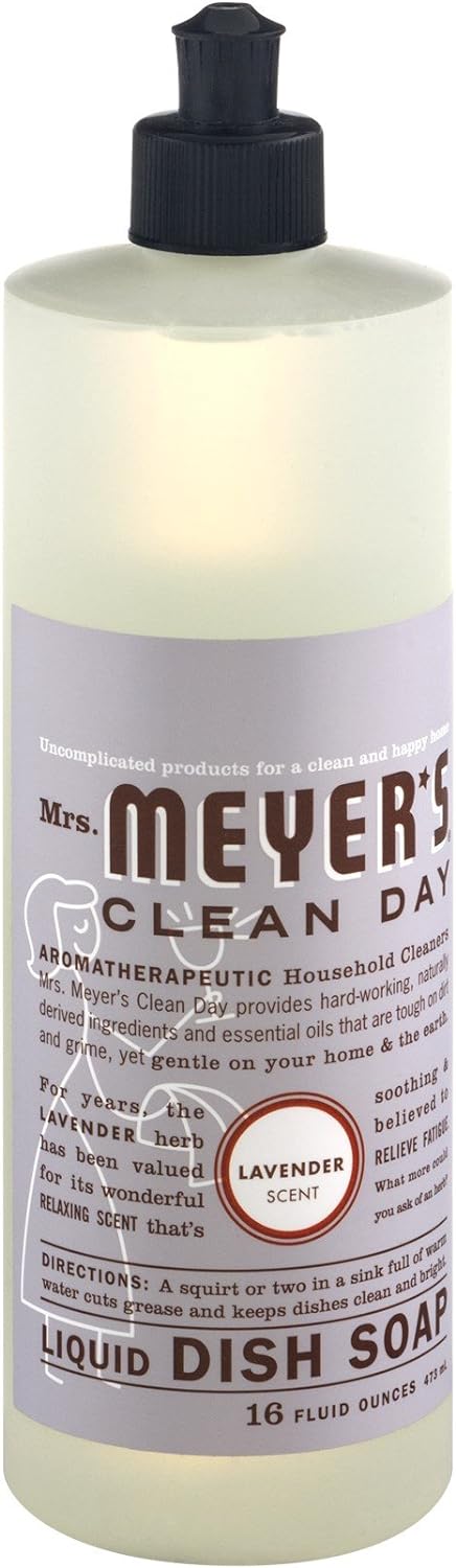 MRS. MEYER'S CLEAN DAY Liquid Dish Soap, Biodegradable Formula, Basil, 16 fl. oz - Pack of 3