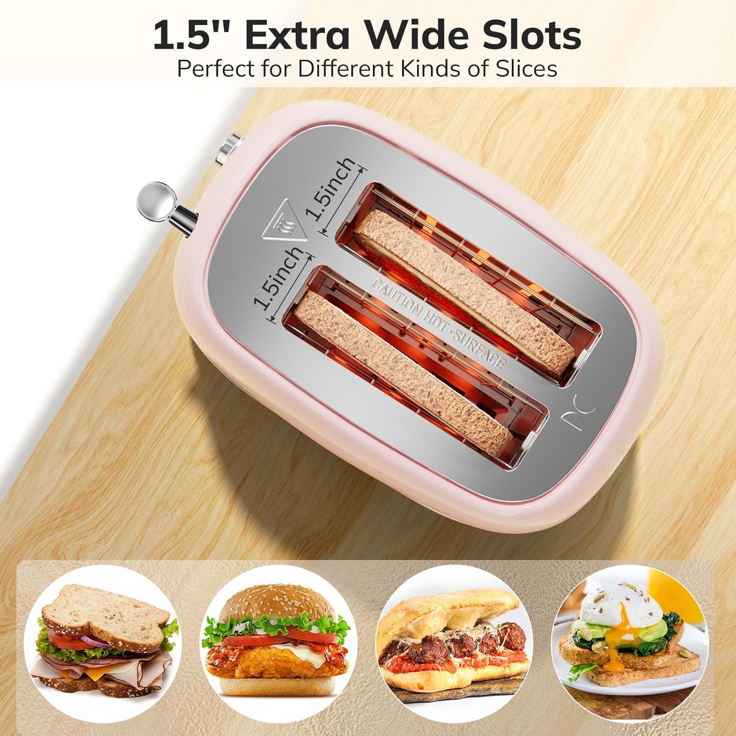 2 Slice Stainless Steel Toaster Retro with 6 Bread Shade Settings, Bagel, Cancel, Defrost Function, 2 Slice Toaster with Extra Wide Slot, Removable Crumb Tray, White