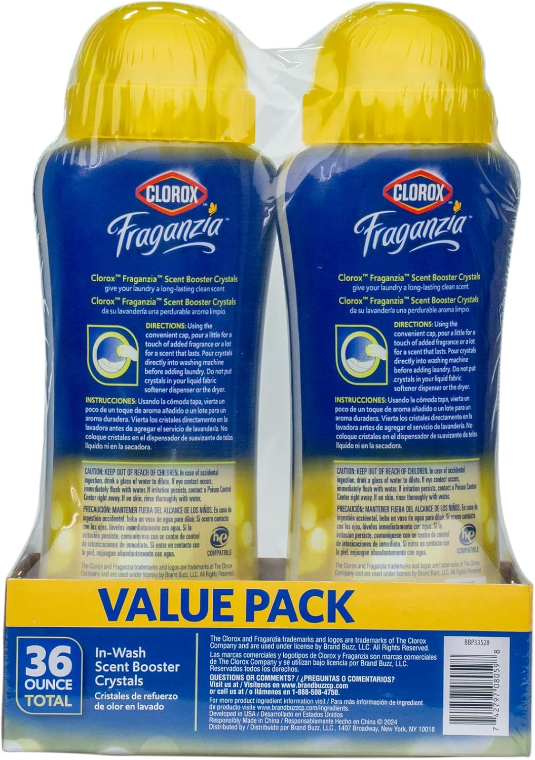 Clorox Fraganzia In-Wash Scent Booster Crystals in Ocean Scent, 18 Oz Twin Pack | Laundry Scent Booster Crystals | In-wash Scent Booster for Fresh Laundry in Ocean Scent 18 Ounce Twin Pack, 36oz