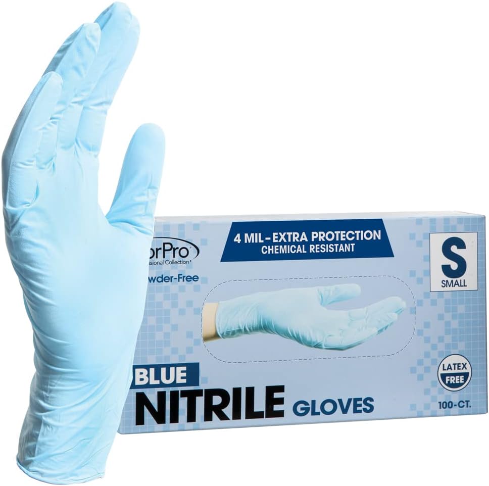 ForPro Professional Collection Disposable Nitrile Gloves, Chemical Resistant, Powder-Free, Latex-Free, Non-Sterile, Food Safe, 4 Mil, Black, Large, 100-Count