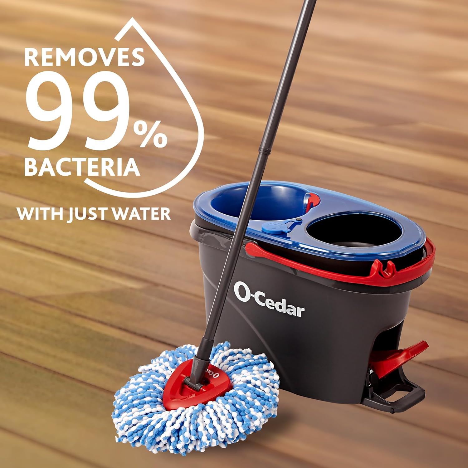 O-Cedar EasyWring RinseClean Microfiber Spin Mop & Bucket Floor Cleaning System with 3 Extra Refills, Plastic, Grey