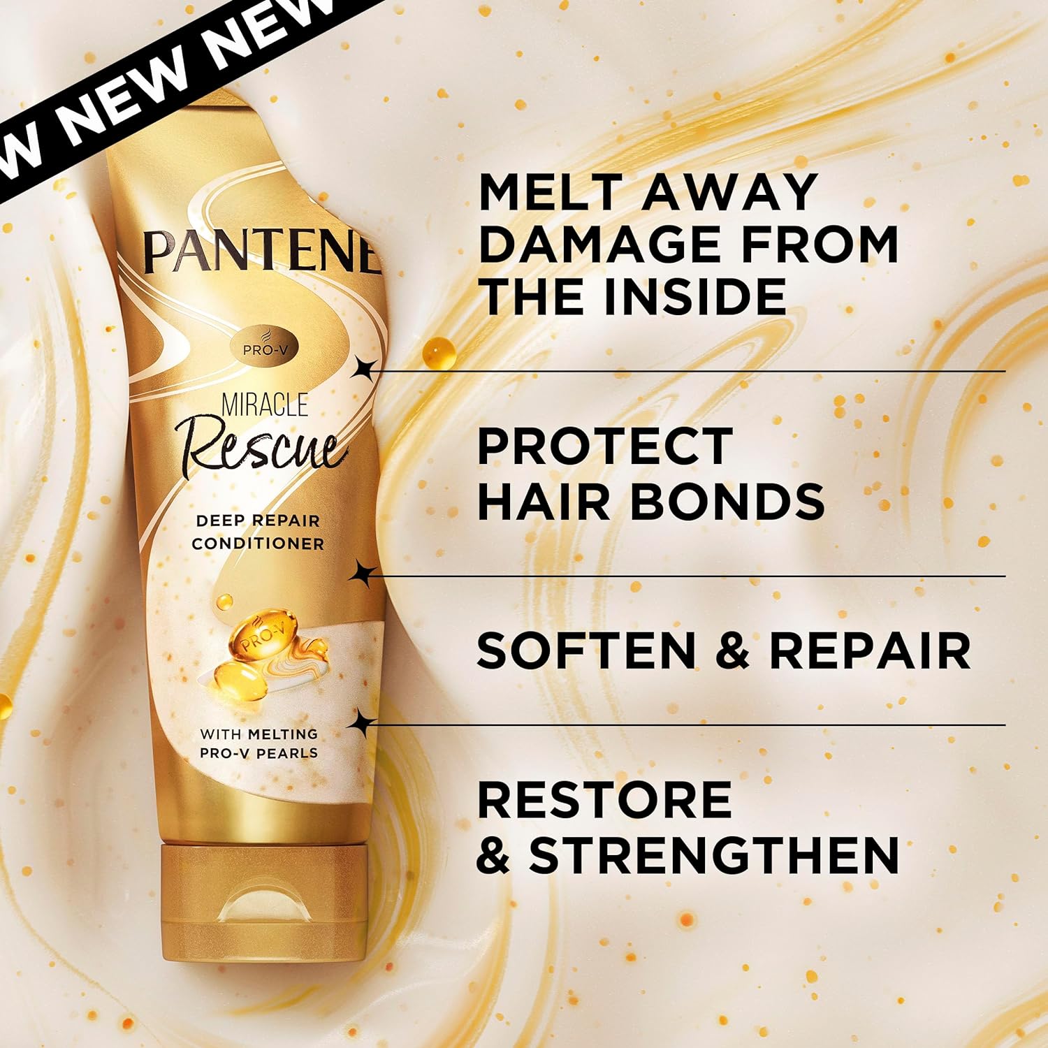 Pantene Miracle Rescue Deep Conditioner - Melting Pro-V Pearls for Dry, Damaged or Color-Treated Hair, Softens and Repairs, 8.0 oz