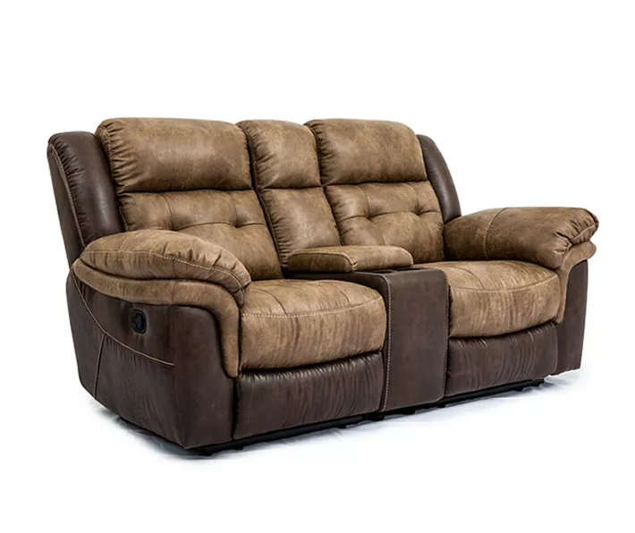 Mesa Brown Reclining Console Loveseat