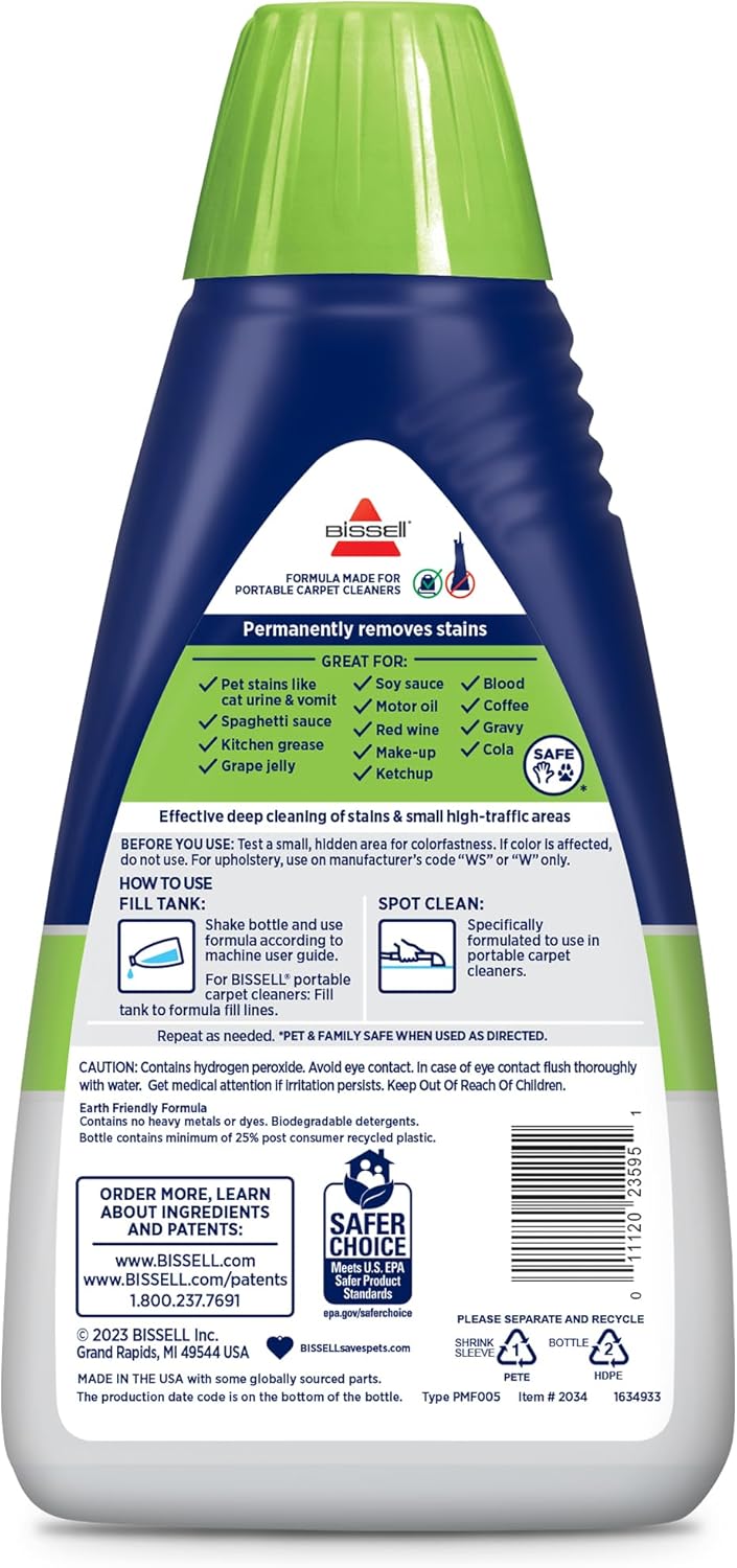Bissell Professional Spot and Stain + Oxy Portable Machine Formula, 32 Fl Oz (Pack of 1)