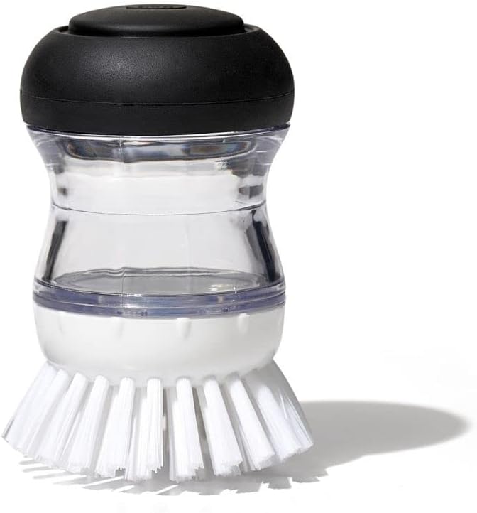 OXO Good Grips Soap Dispensing Palm Brush, Black/Clear/White