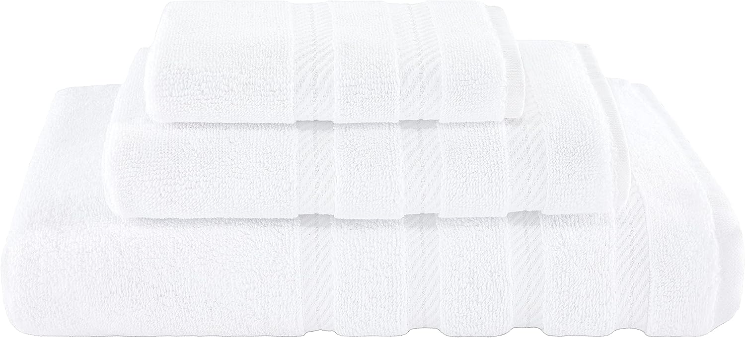 American Soft Linen Luxury 6 Piece Towel Set, 2 Bath Towels 2 Hand Towels 2 Washcloths, 100% Cotton Turkish Towels for Bathroom, Light Grey Towel Sets