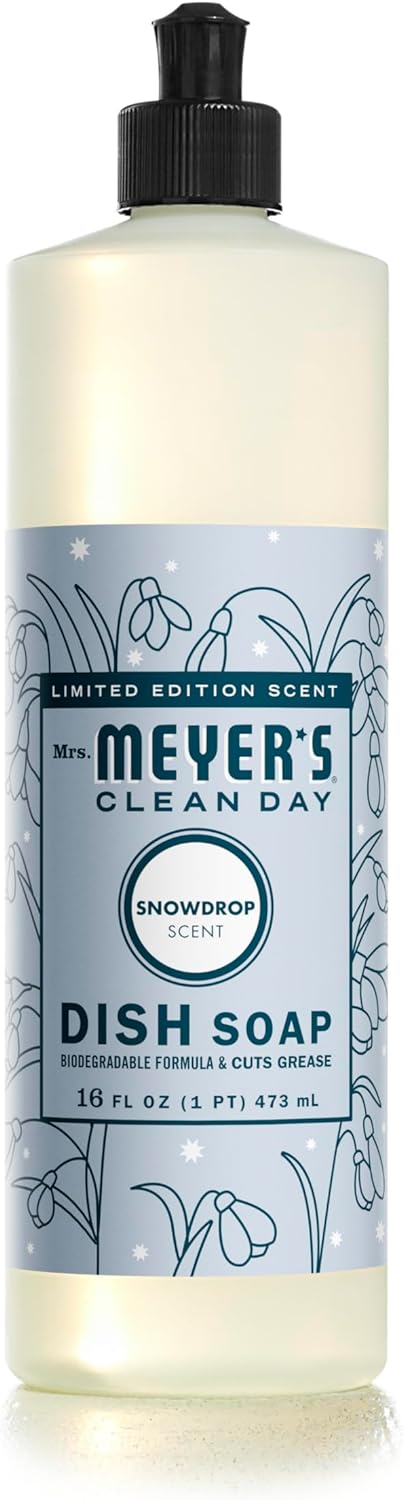 MRS. MEYER'S CLEAN DAY Liquid Dish Soap, Biodegradable Formula, Basil, 16 fl. oz - Pack of 3