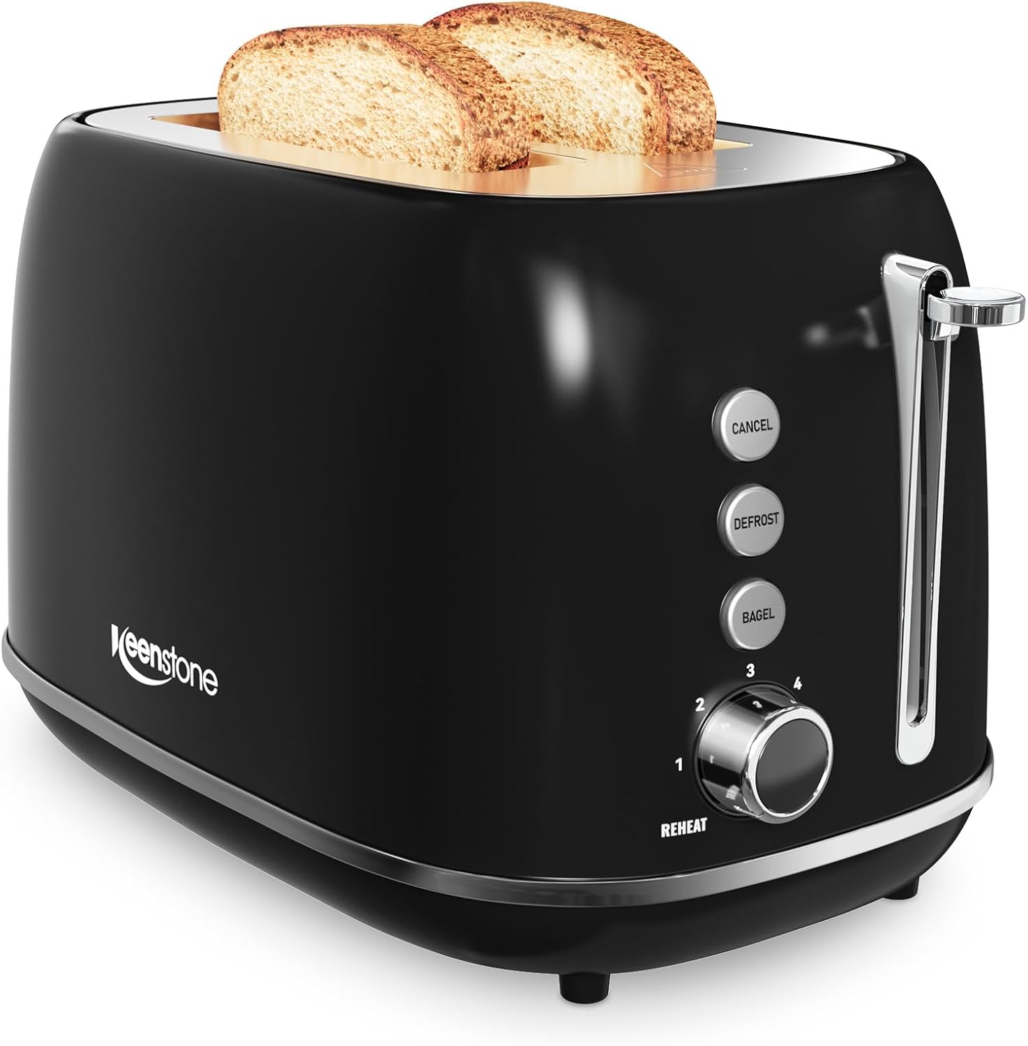 2 Slice Stainless Steel Toaster Retro with 6 Bread Shade Settings, Bagel, Cancel, Defrost Function, 2 Slice Toaster with Extra Wide Slot, Removable Crumb Tray, White