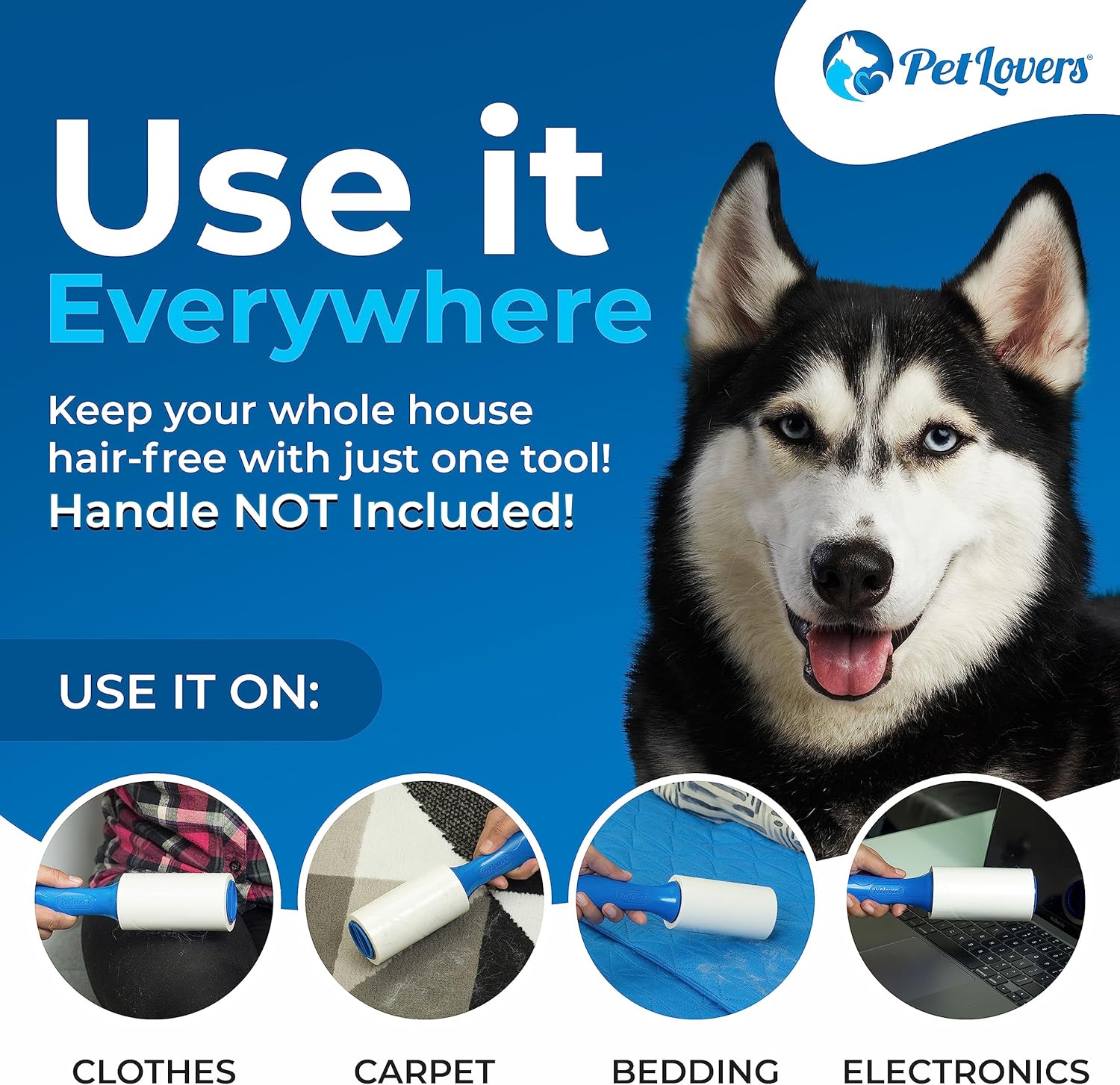 PetLovers Extra Sticky Lint Roller Mega Value Set 450 Sheets for Pet Hair Removal, Dog and Cat Lint Remover 5 Pack