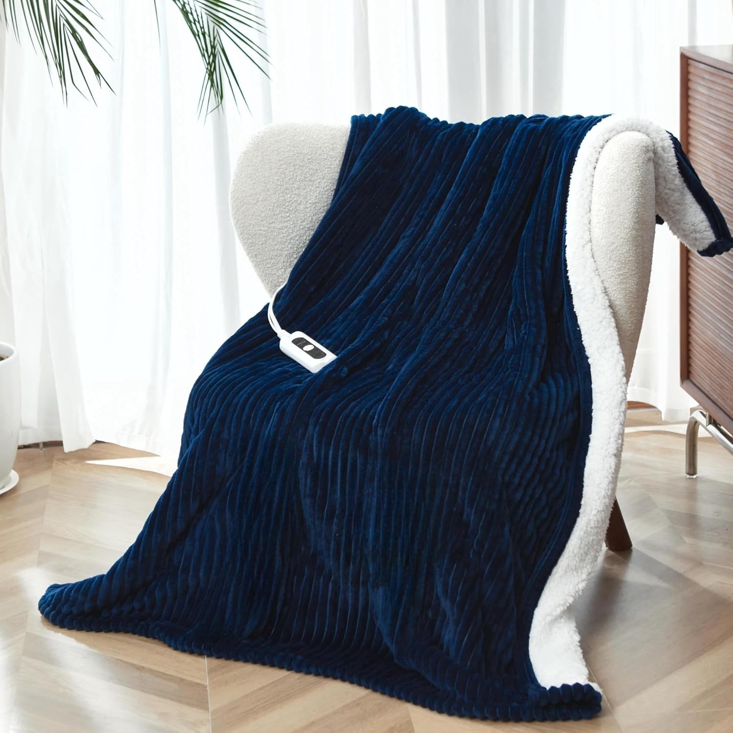 Heated Blanket Throw Size, Soft and Cozy Electric Heating Blanket for Bed, Automatic Safety System 6 Heating Levels & 4 Hours Auto-Off, 50