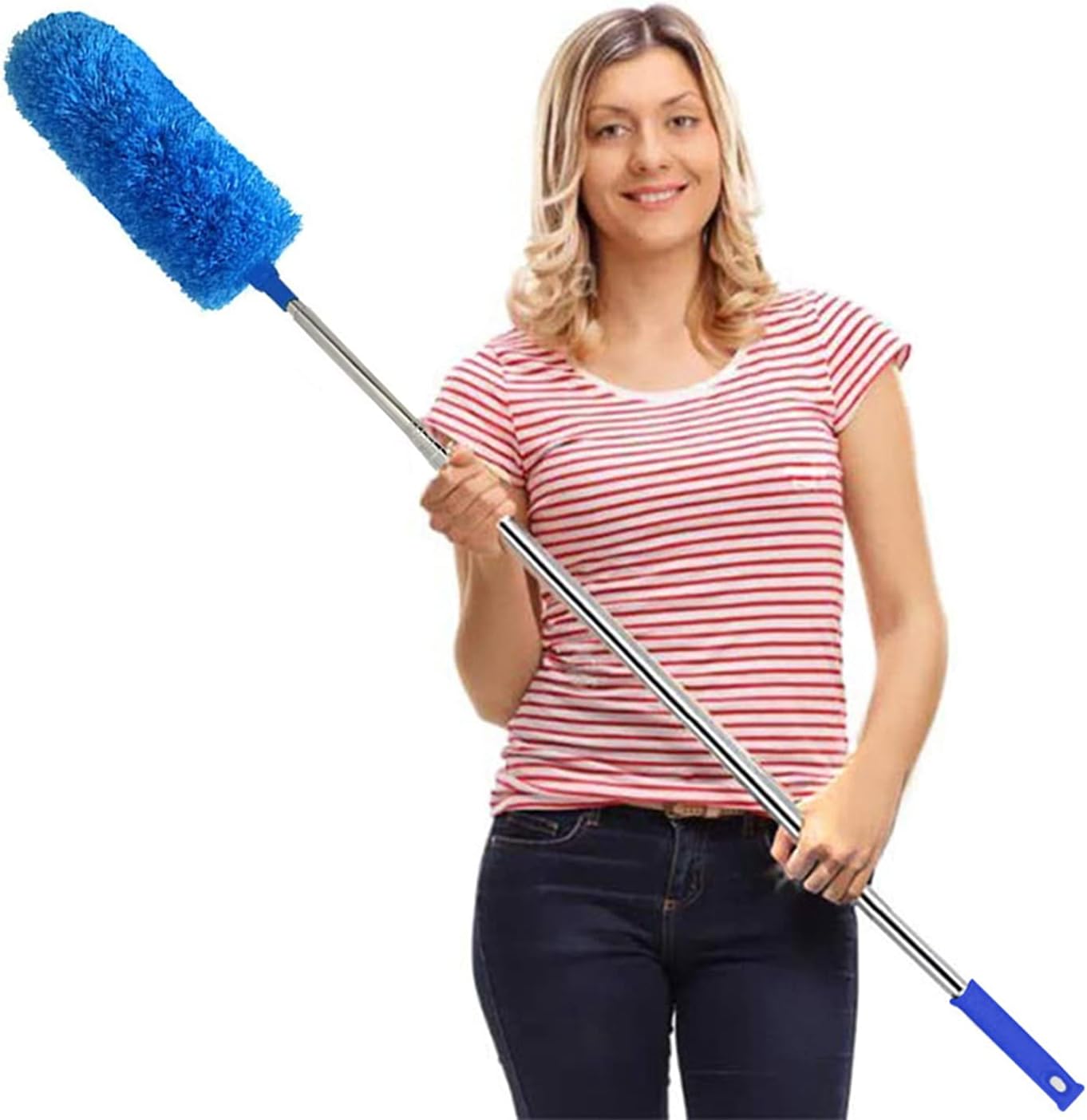 DELUX Microfiber Feather Duster Extendable Duster with 100 inches Extra Long Pole, Bendable Head & Long Handle Dusters for Cleaning Ceiling Fan, High Ceiling, Blinds, Furniture & Cars Gray