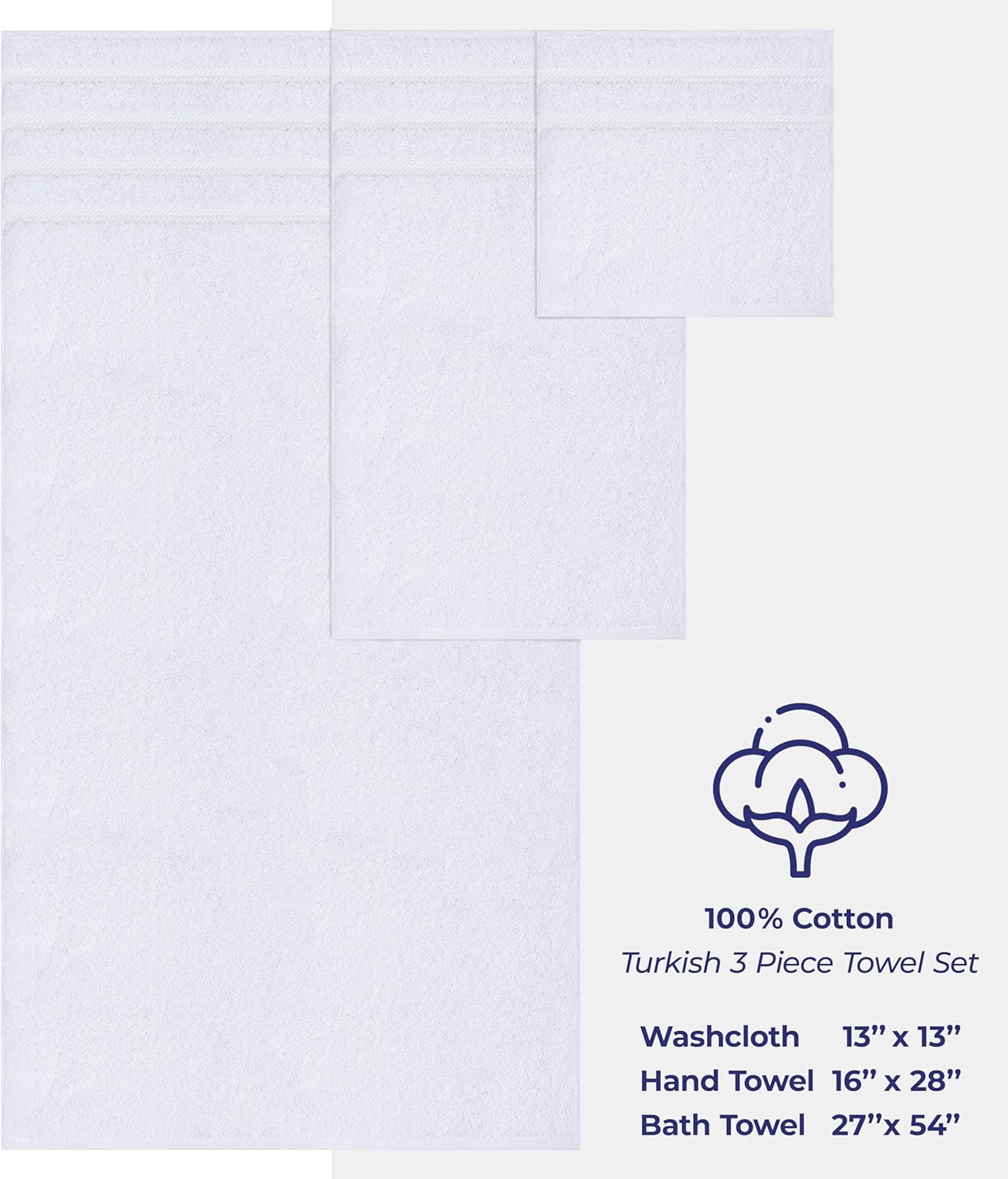 American Soft Linen Luxury 6 Piece Towel Set, 2 Bath Towels 2 Hand Towels 2 Washcloths, 100% Cotton Turkish Towels for Bathroom, Light Grey Towel Sets