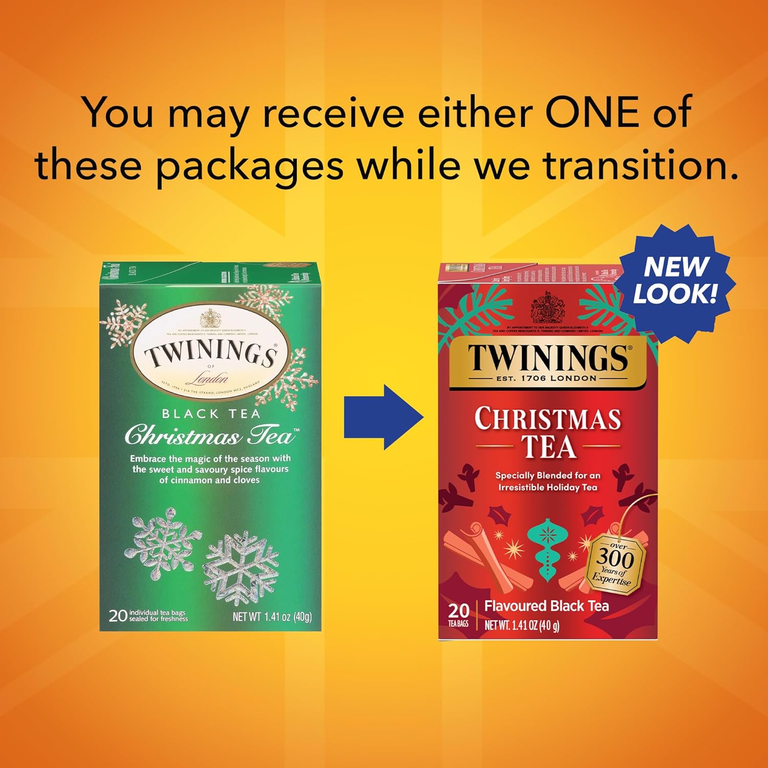 Twinings English Breakfast Black Tea Individually Wrapped Bags, 100 Count (Pack of 1), Smooth, Flavourful, and Robust, Caffeinated, Enjoy Hot or Iced | Packaging May Vary