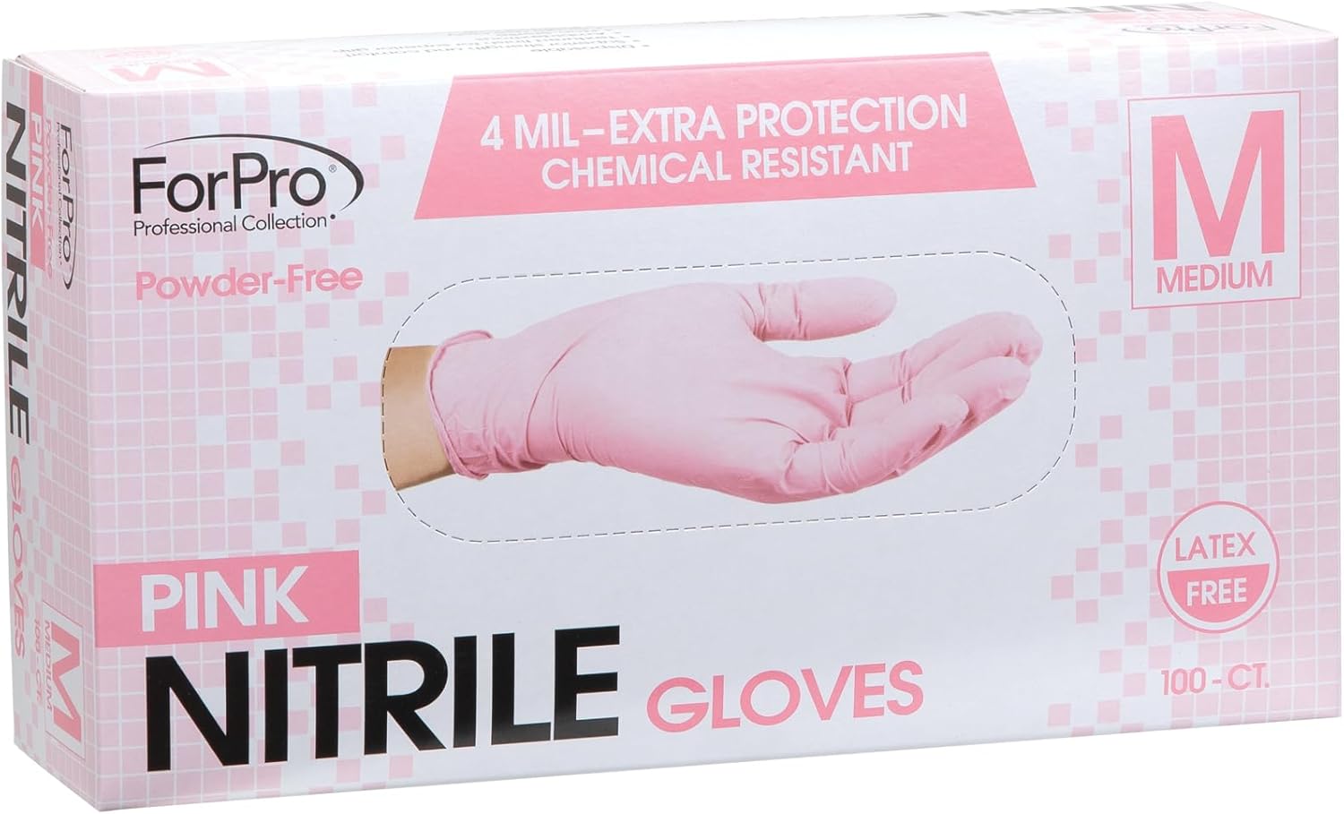 ForPro Professional Collection Disposable Nitrile Gloves, Chemical Resistant, Powder-Free, Latex-Free, Non-Sterile, Food Safe, 4 Mil, Black, Large, 100-Count