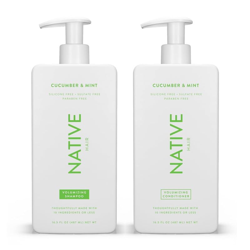 Native Shampoo and Conditioner Set | Sulfate Free, Paraben Free, Dye Free, with Naturally Derived Clean Ingredients| 16.5 oz (Coconut & Vanilla, Moisturizing), 2, 1.3 ounces