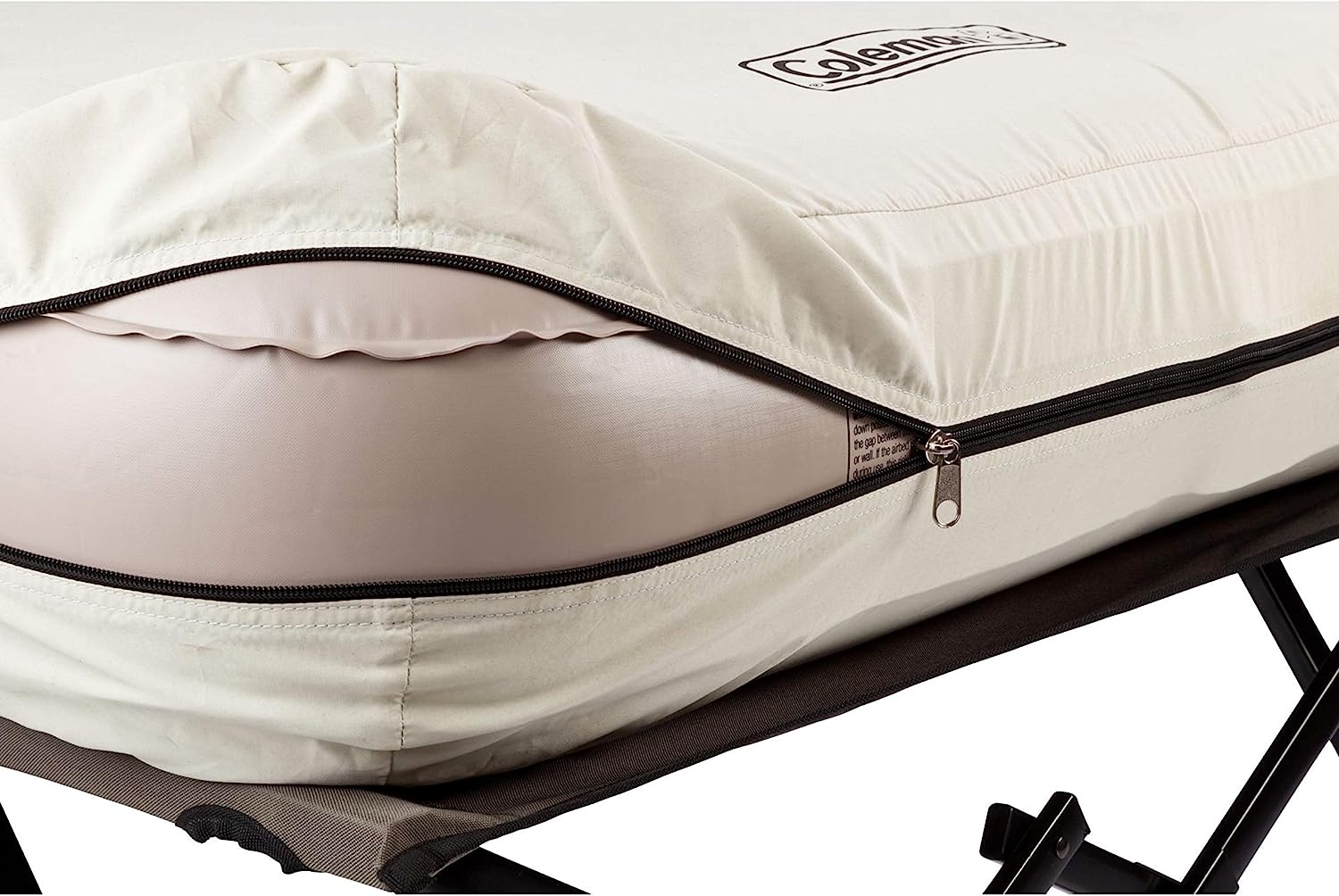 Coleman Camping Cot, Air Mattress, and Pump Combo, Folding Camp Cot and Air Bed with Side Table and Battery Operated Pump