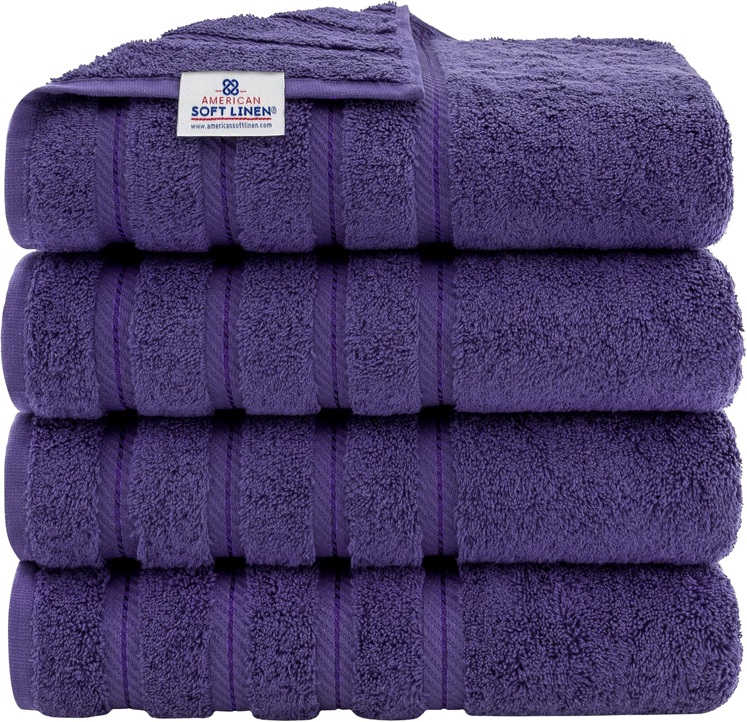 American Soft Linen Luxury 6 Piece Towel Set, 2 Bath Towels 2 Hand Towels 2 Washcloths, 100% Cotton Turkish Towels for Bathroom, Light Grey Towel Sets