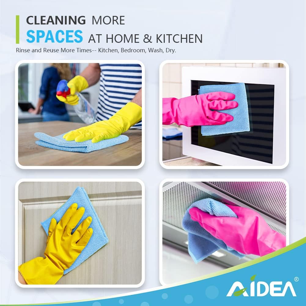 AIDEA Microfiber Cleaning Cloths White-50PK, Absorbent Cleaning Rags, Lint-Free Rags, Kitchen Towels Dusting Cloth, Bar Rags for Cleaning, Cleaning Towels Wash Cloth, Dish Towels White-11.5