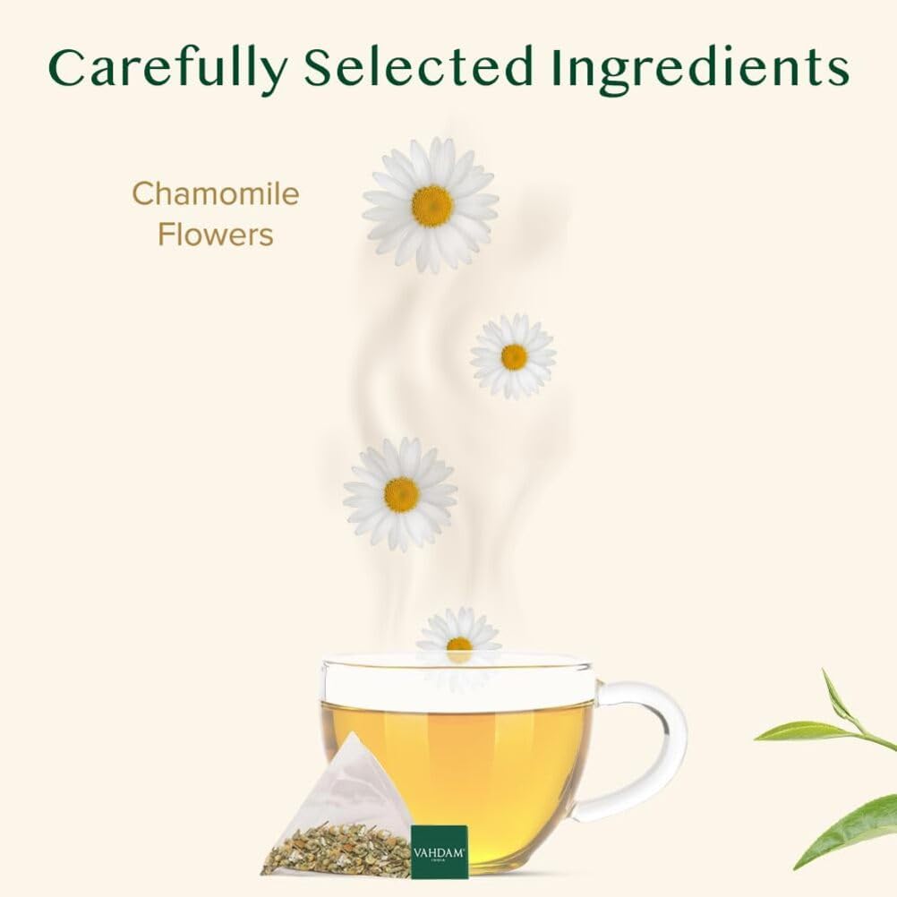 VAHDAM, Organic Turmeric Ginger Herbal Tea Bags (100 Pyramid Tea Bags) Caffeine Free, Non GMO, Gluten Free | 100% Pure Herbal Blend - Savory & Spicy | Plant-Based Tea Bags | Resealable Ziplock Pouch