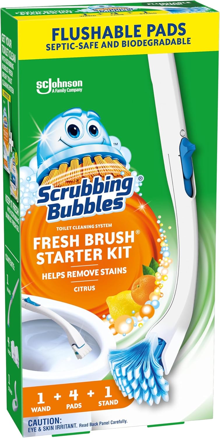 Scrubbing Bubbles Flushable Toilet Wand Refills, Fresh Brush Toilet Cleaner Refill Pads, Cleans Limescale & Fights Odors, Citrus Scent, 20 Count, Pack of 1