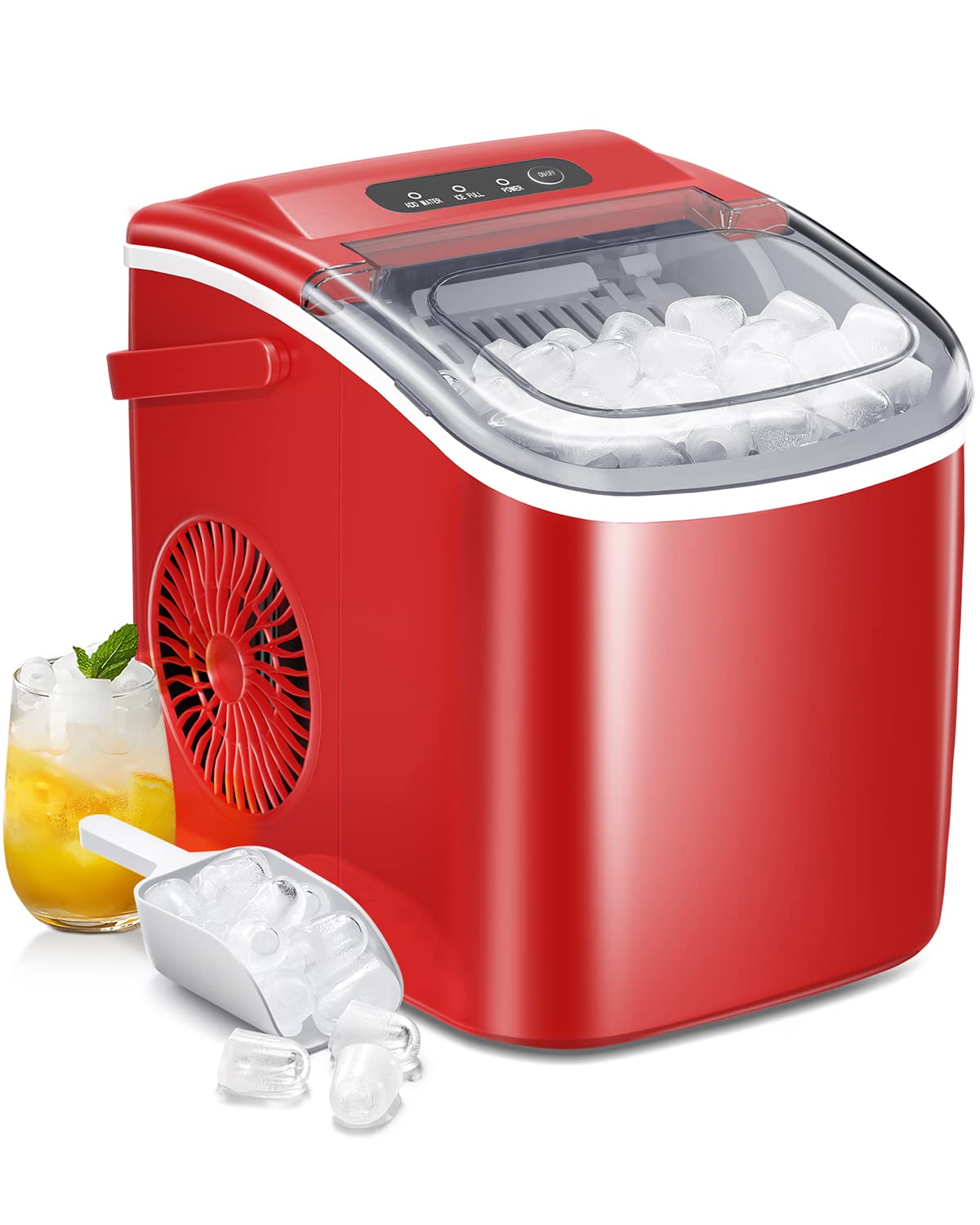 Silonn Ice Makers Countertop,Protable Ice Maker Machine with Handle,Self-Cleaning Ice Maker, 26Lbs/24H, 9 Ice Cubes Ready in 8 Mins, for Home/Office/Kitchen