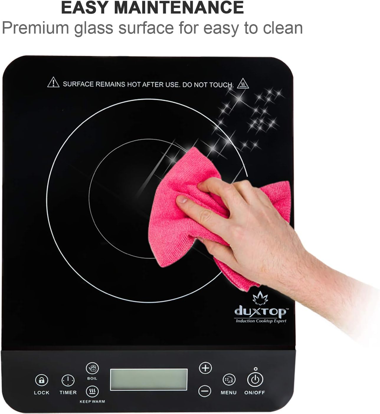 Duxtop Portable Induction Cooktop, Countertop Burner Induction Hot Plate with LCD Sensor Touch 1800 Watts, Silver 9600LS/BT-200DZ