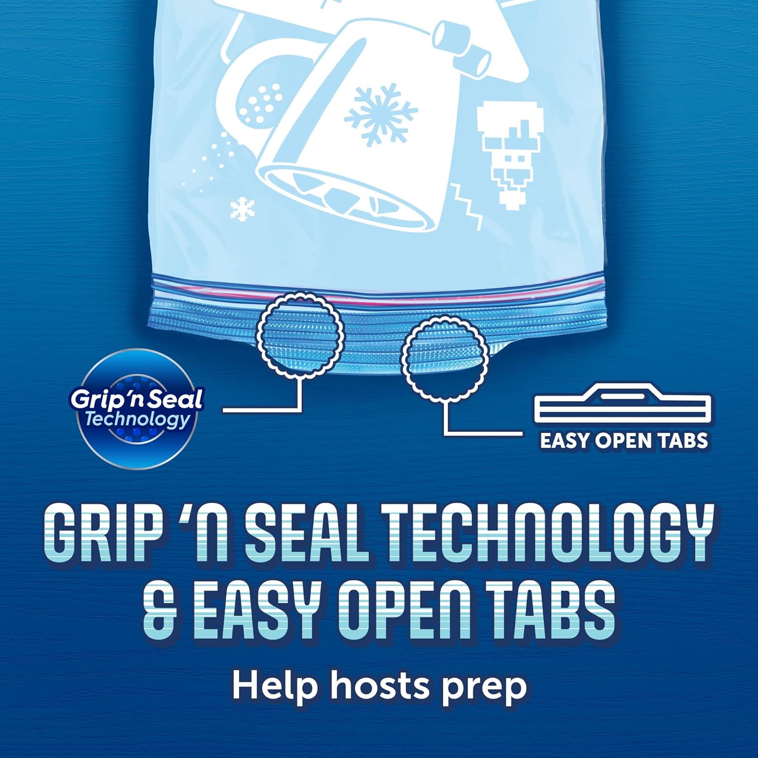 Ziploc Gallon Food Storage Freezer Bags, Stay Open Design with Stand-Up Bottom, Easy to Fill, 60 Count