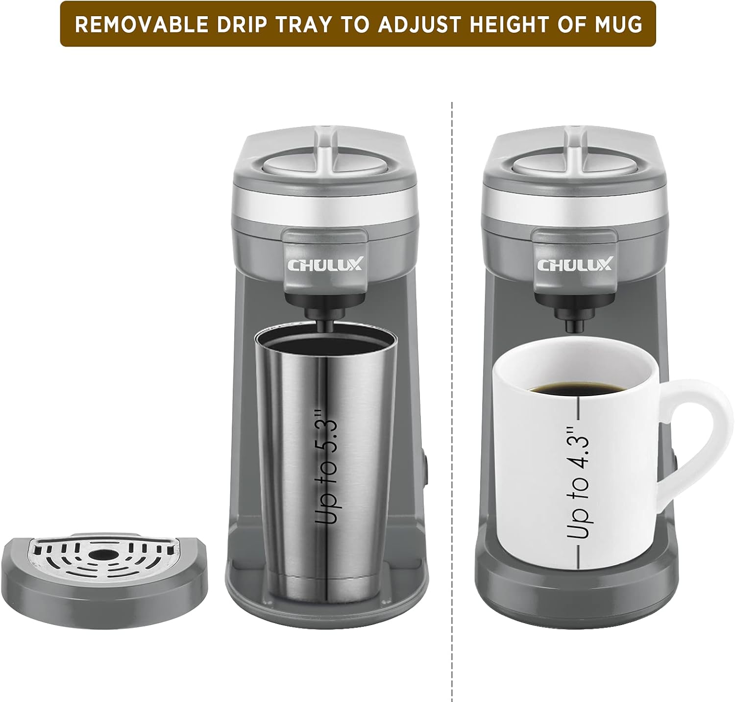 CHULUX Single Serve Coffee Maker for K Capsule and Ground Coffee, Single Cup Coffee Machine, Black