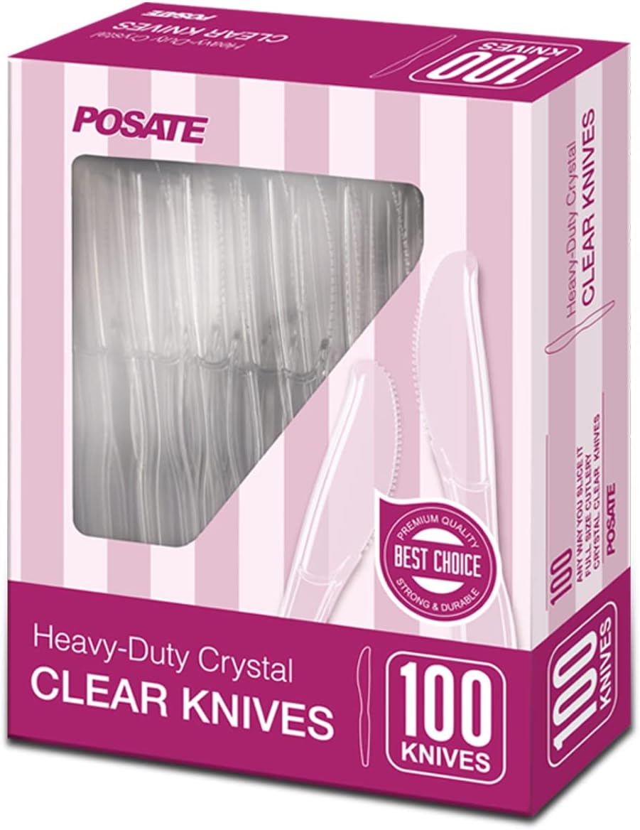 POSATE Heavy Weight Plastic Forks, Clear Disposable, 100 Count