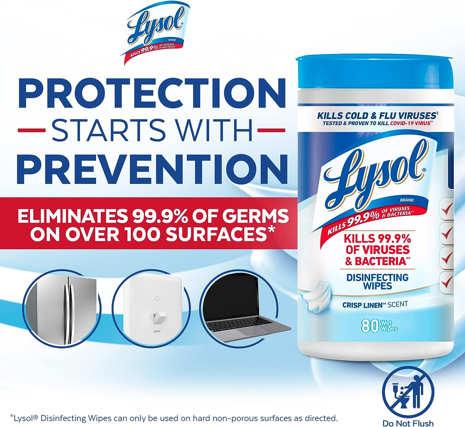 Lysol Disinfectant Wipes Bundle, Multi-Surface Antibacterial Cleaning Wipes, For Disinfecting & Cleaning, contains x2 Lemon & Lim Blossom (80ct) x1 Crisp Linen (80 Ct) & x1 Mango & Hibiscus (80 Ct)